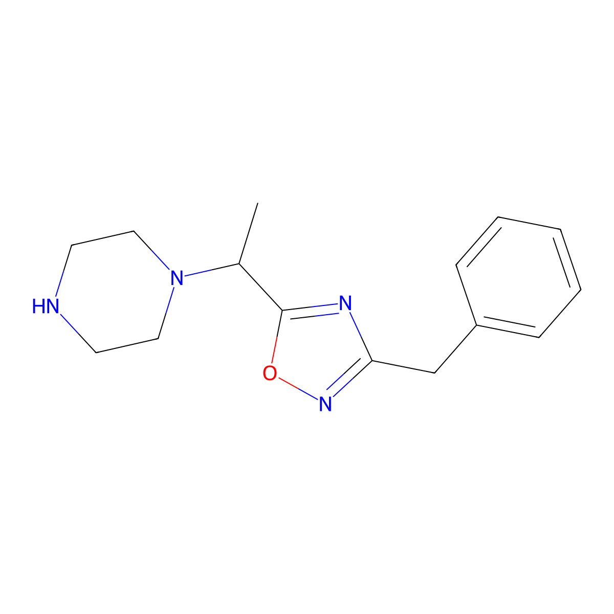 1-[1-(3-Benzyl-1,2,4-oxadiazol-5-YL)ethyl]piperazine molecular structure, CAS 1157585-10-8