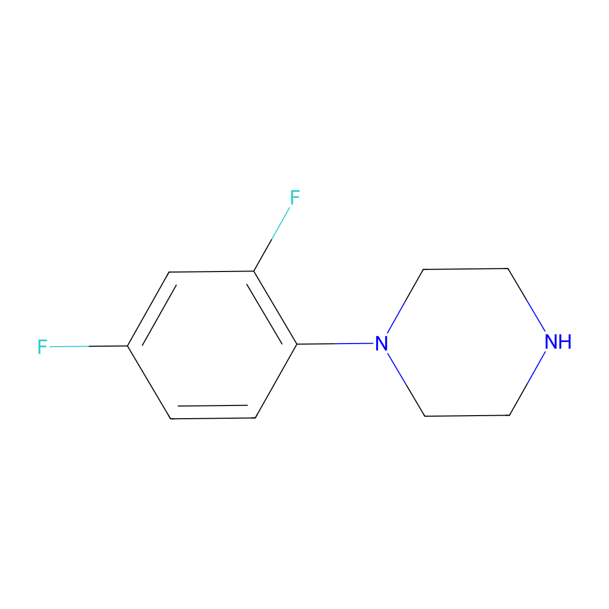 1-(2,4-Difluorophenyl)piperazine molecular structure, CAS 115761-79-0