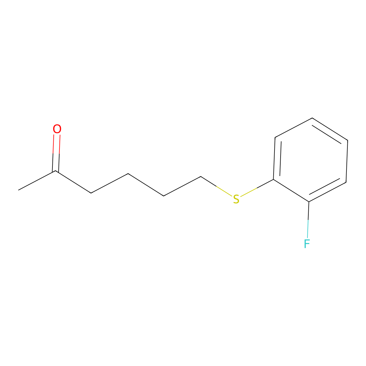 6-((2-Fluorophenyl)thio)hexan-2-one molecular structure, CAS 1157612-09-3
