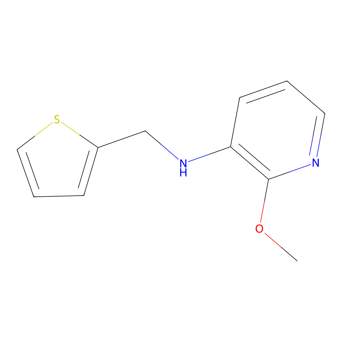 2-methoxy-N-(thiophen-2-ylmethyl)pyridin-3-amine molecular structure, CAS 1157624-25-3