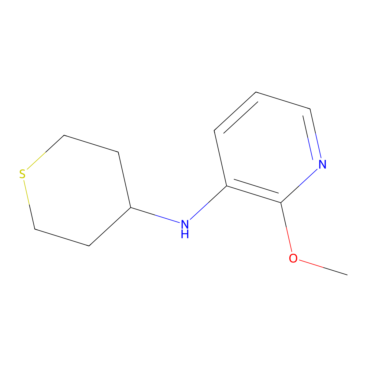 2-methoxy-N-(thian-4-yl)pyridin-3-amine molecular structure, CAS 1157632-89-7