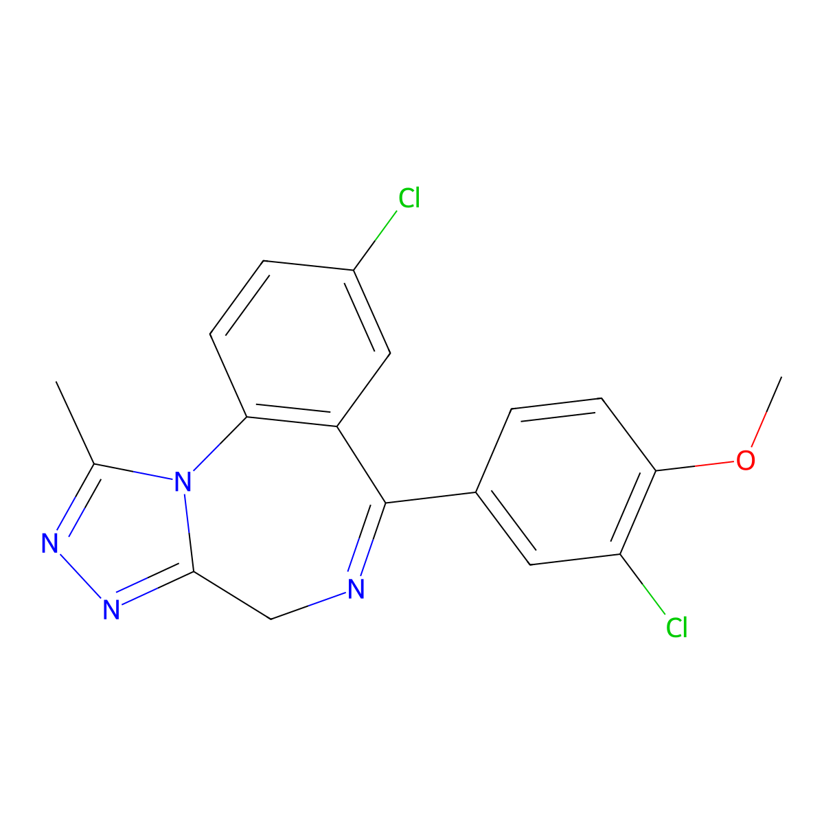 4H-(1,2,4)Triazolo(4,3-a)(1,4)benzodiazepine, 8-chloro-6-(3-chloro-4-methoxyphenyl)-1-methyl- molecular structure, CAS 115764-97-1