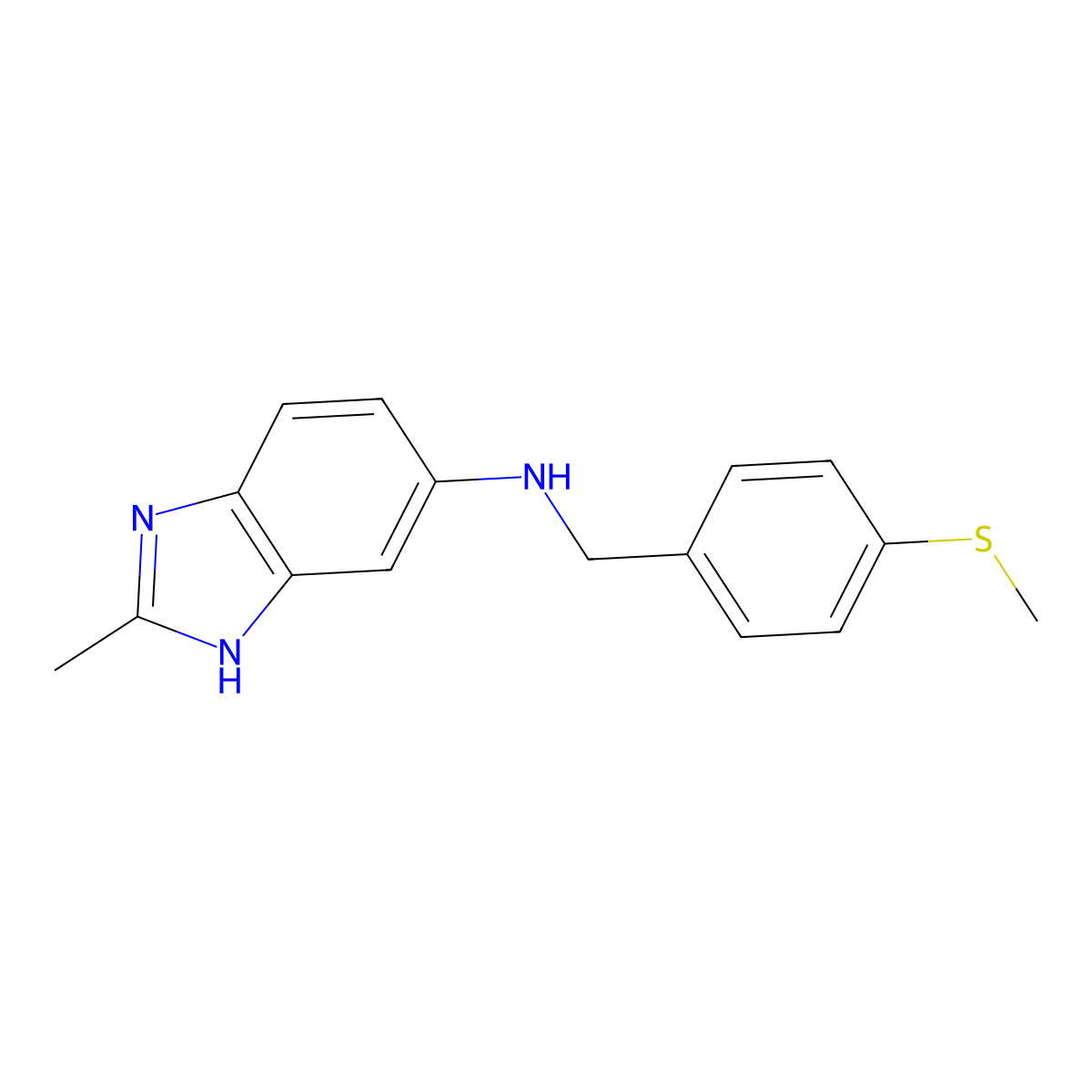 2-methyl-N-{[4-(methylsulfanyl)phenyl]methyl}-1H-1,3-benzodiazol-5-amine molecular structure, CAS 1157641-59-2