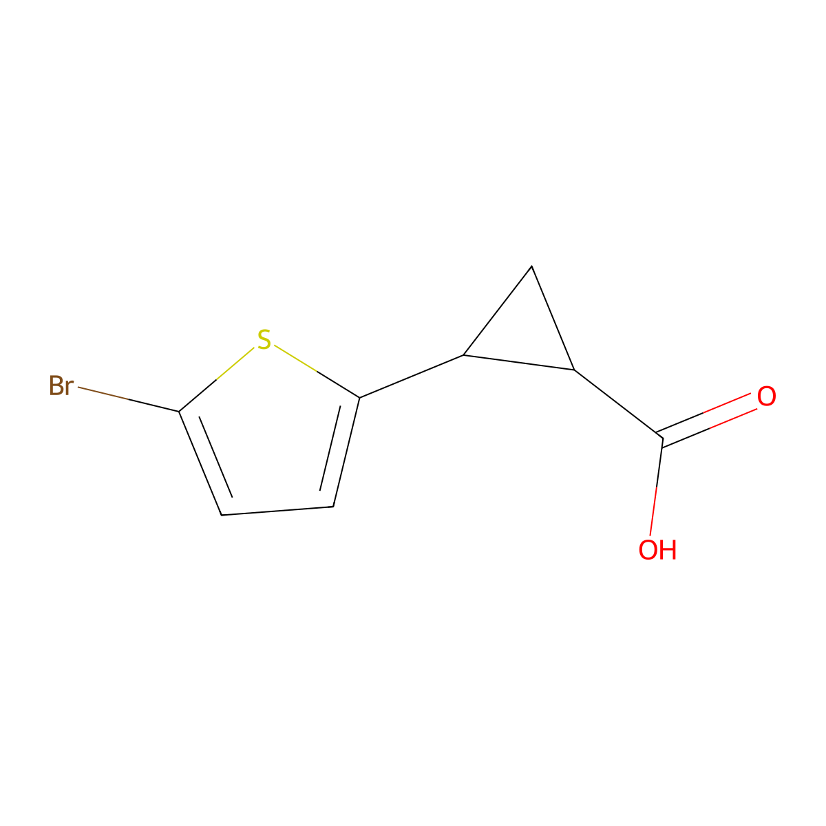 2-(5-Bromothiophen-2-yl)cyclopropane-1-carboxylic acid molecular structure, CAS 1157641-77-4