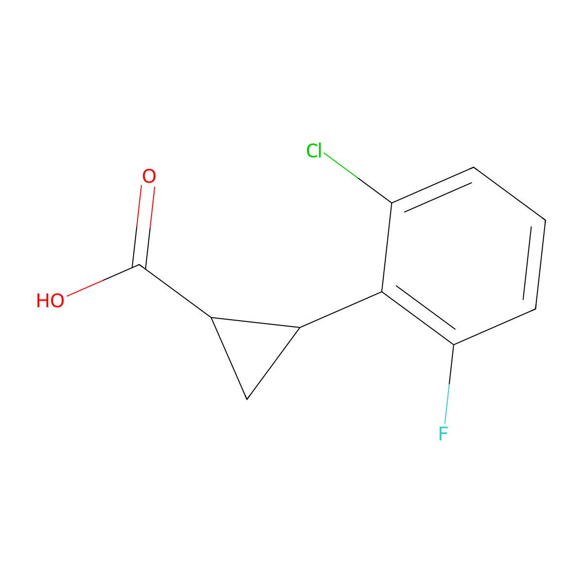 2-(2-Chloro-6-fluorophenyl)cyclopropanecarboxylic acid molecular structure, CAS 1157642-59-5