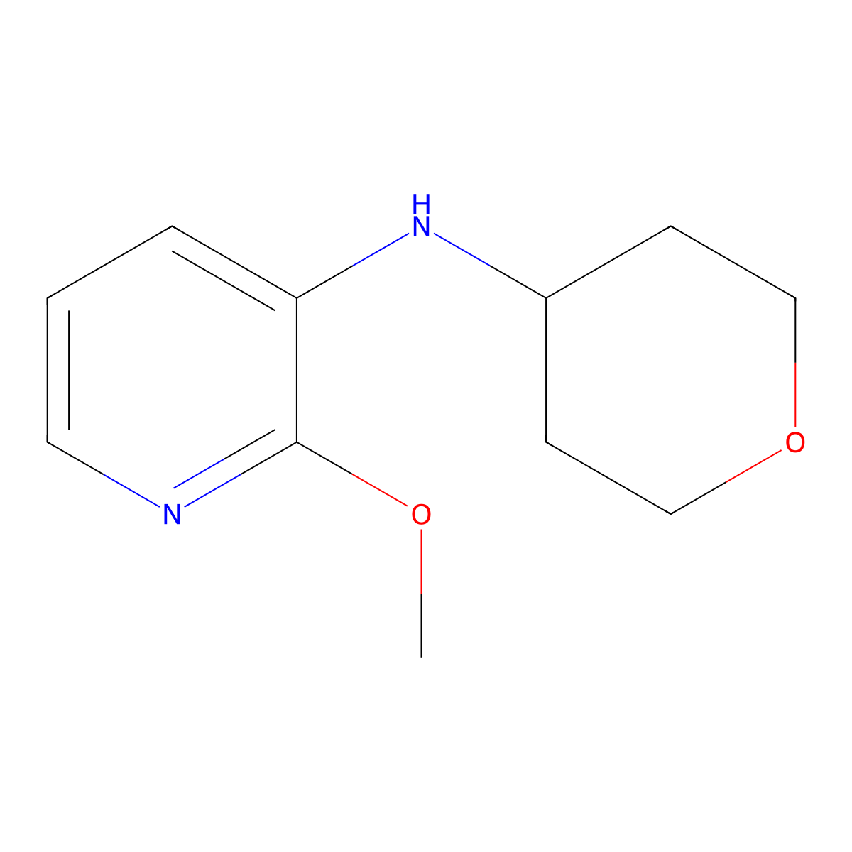 2-methoxy-N-(oxan-4-yl)pyridin-3-amine molecular structure, CAS 1157646-30-4