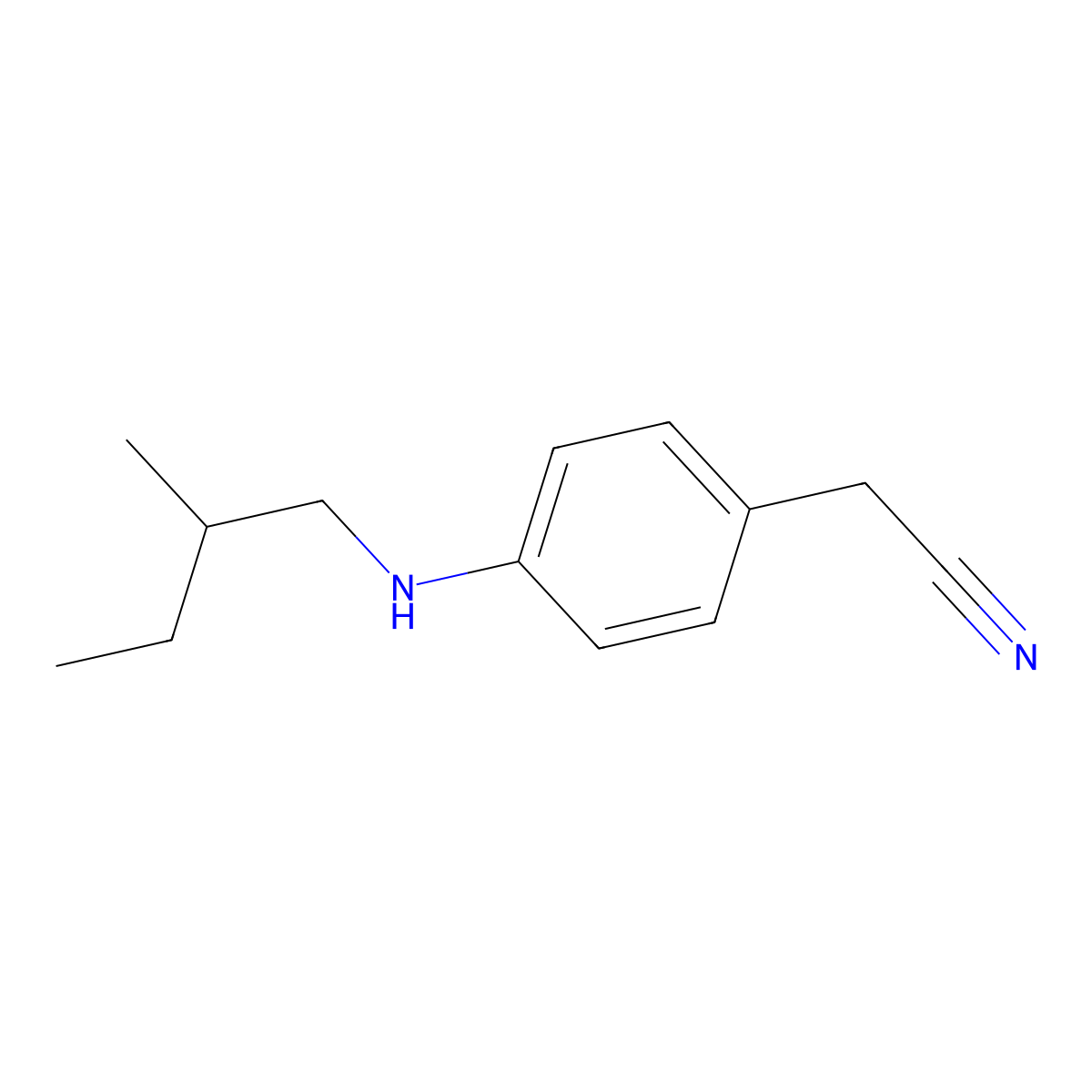 2-{4-[(2-Methylbutyl)amino]phenyl}acetonitrile molecular structure, CAS 1157648-79-7