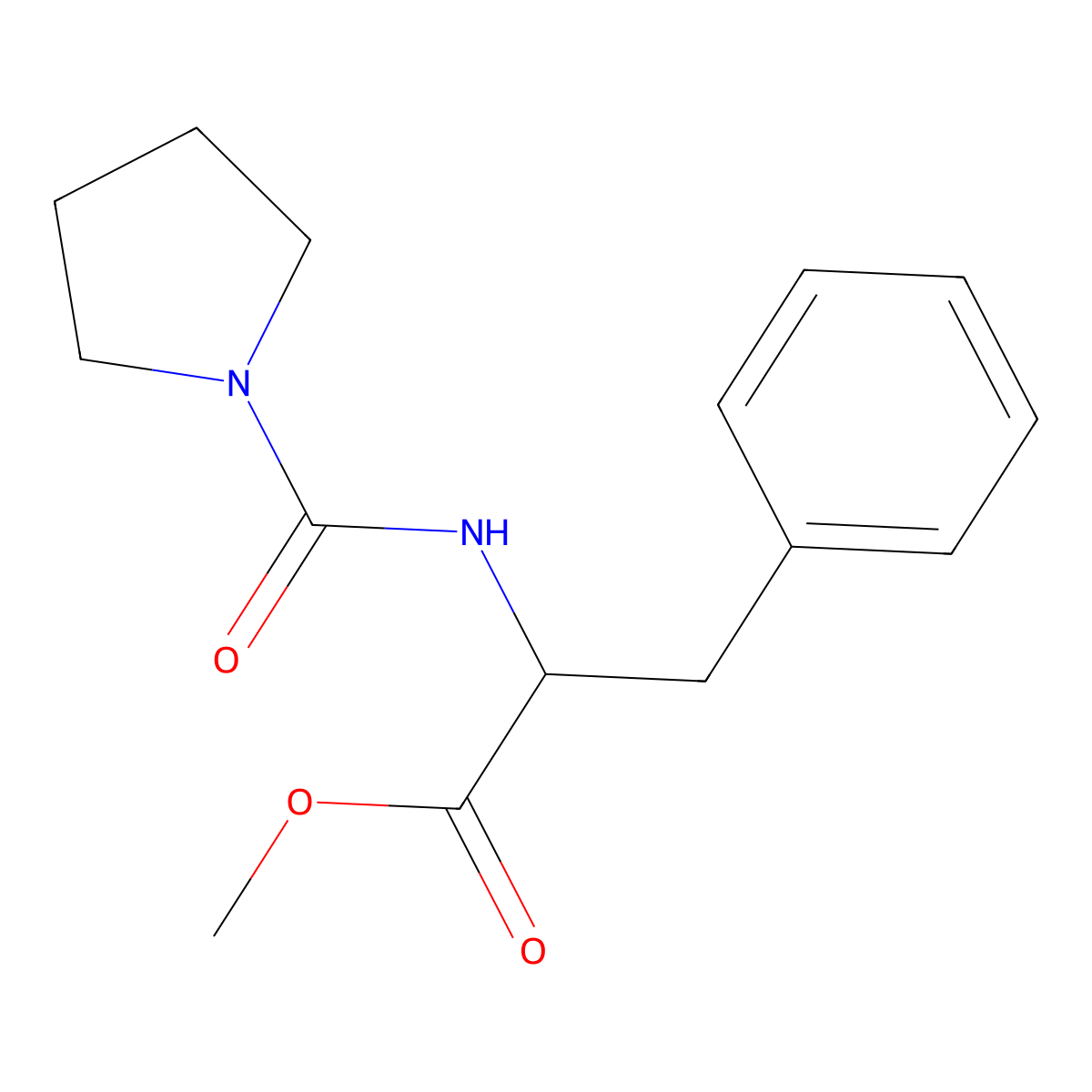 (S)-methyl 3-phenyl-2-(pyrrolidine-1-carboxamido)propanoate molecular structure, CAS 115765-99-6