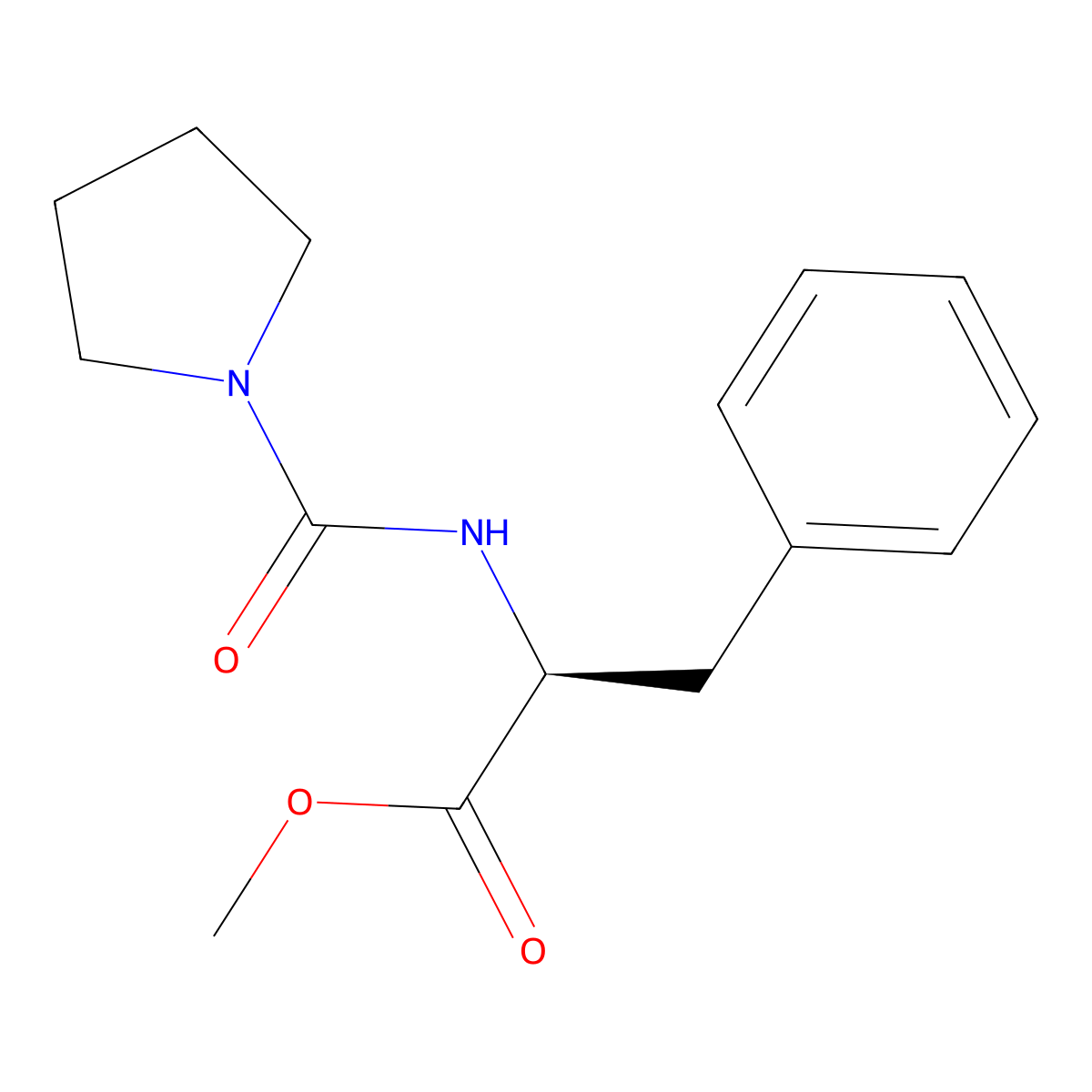 (S)-methyl 3-phenyl-2-(pyrrolidine-1-carboxamido)propanoate molecular structure, CAS 115765-99-6