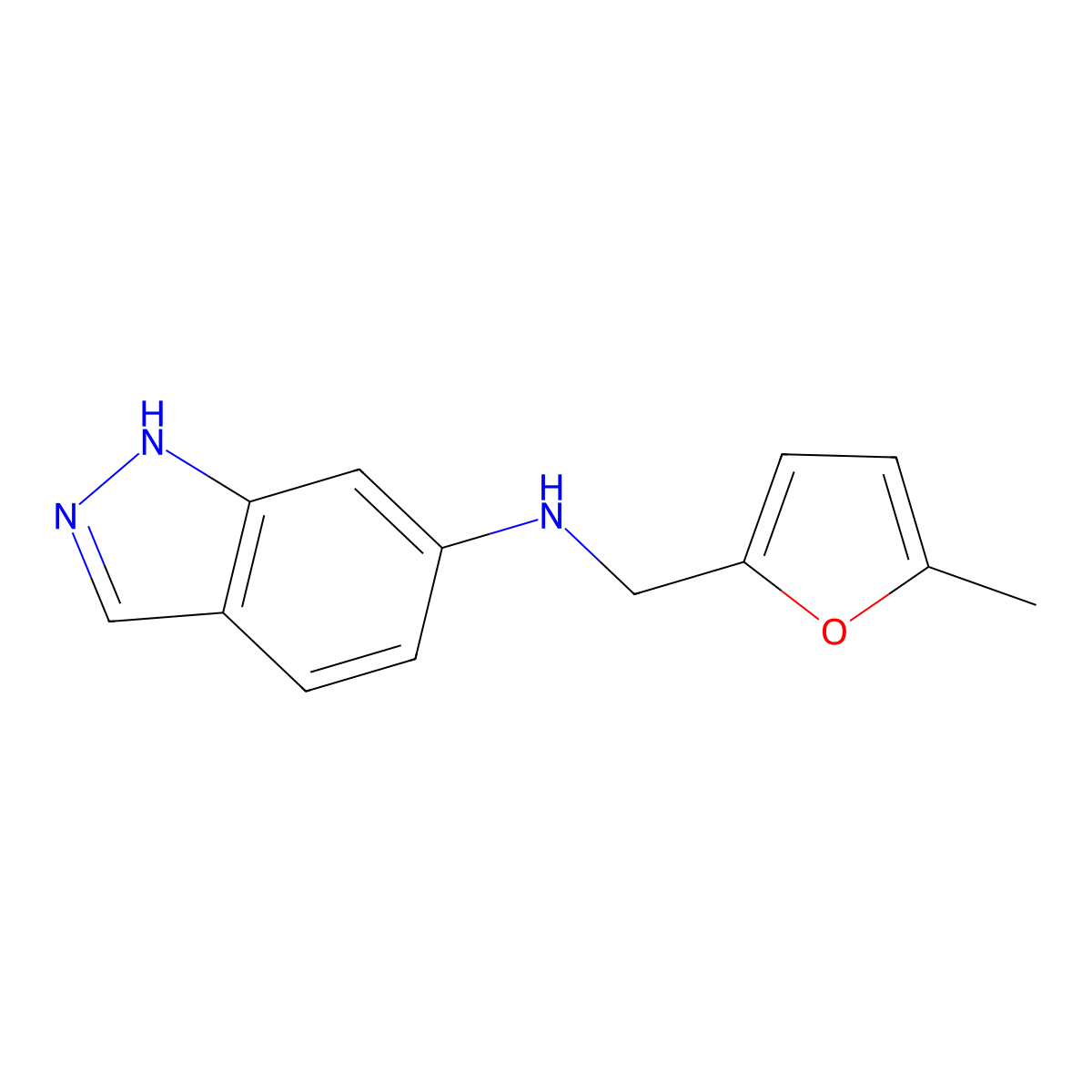 N-[(5-methylfuran-2-yl)methyl]-2H-indazol-6-amine molecular structure, CAS 1157654-70-0