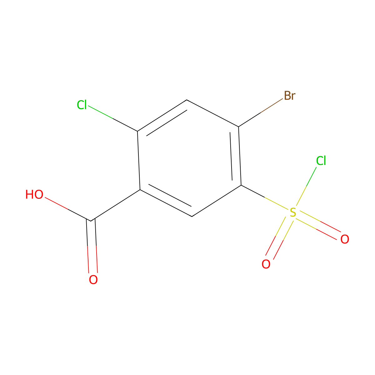 4-Bromo-2-chloro-5-(chlorosulfonyl)benzoic acid molecular structure, CAS 1157673-11-4