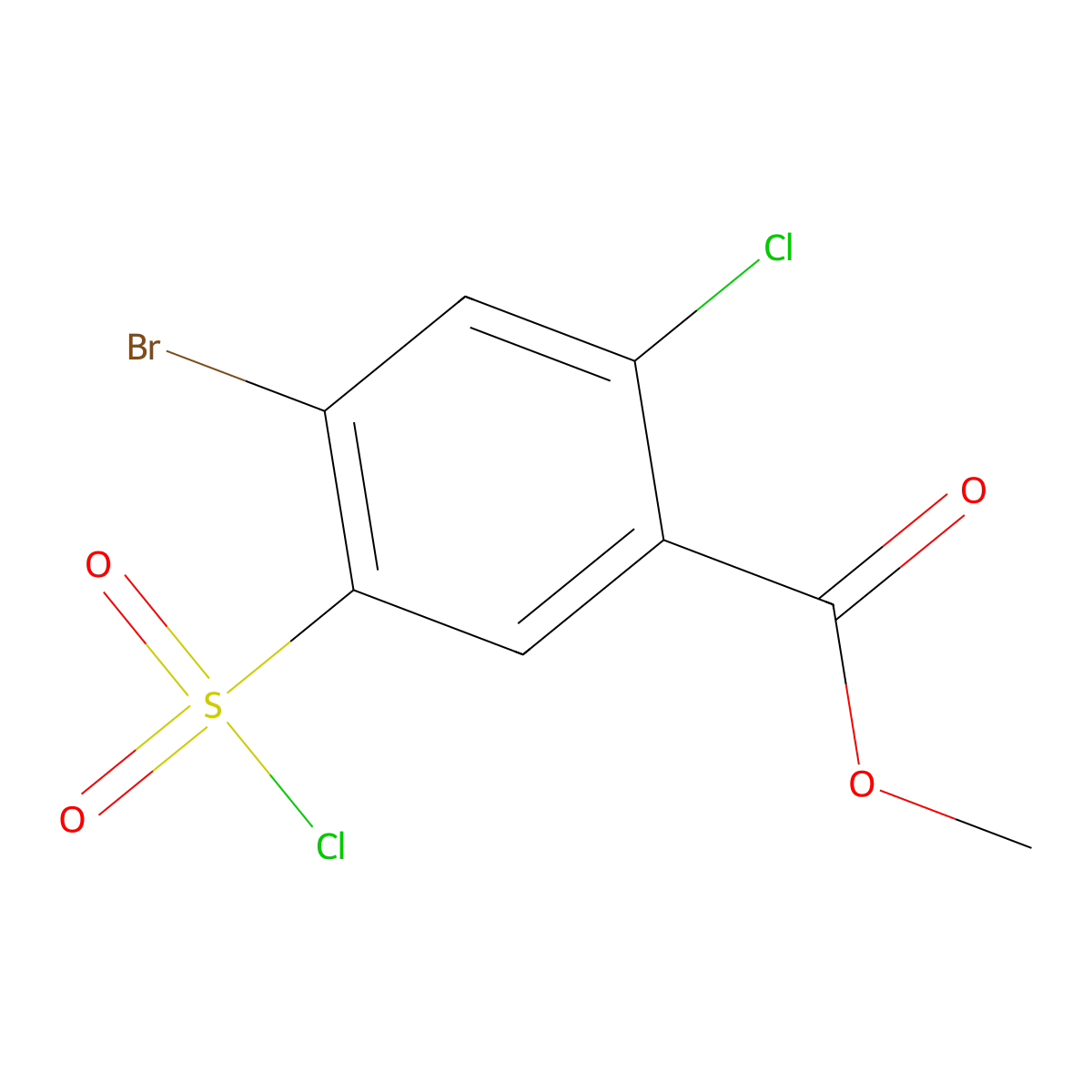 Methyl 4-bromo-2-chloro-5-(chlorosulfonyl)benzoate molecular structure, CAS 1157673-21-6
