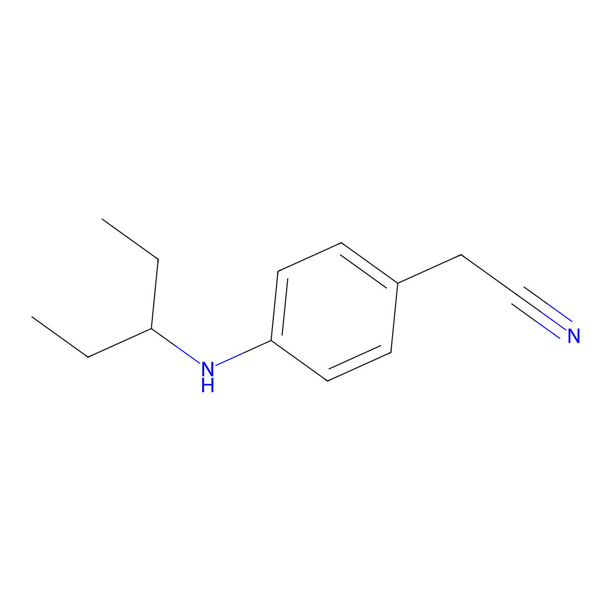 2-{4-[(Pentan-3-yl)amino]phenyl}acetonitrile molecular structure, CAS 1157677-62-7