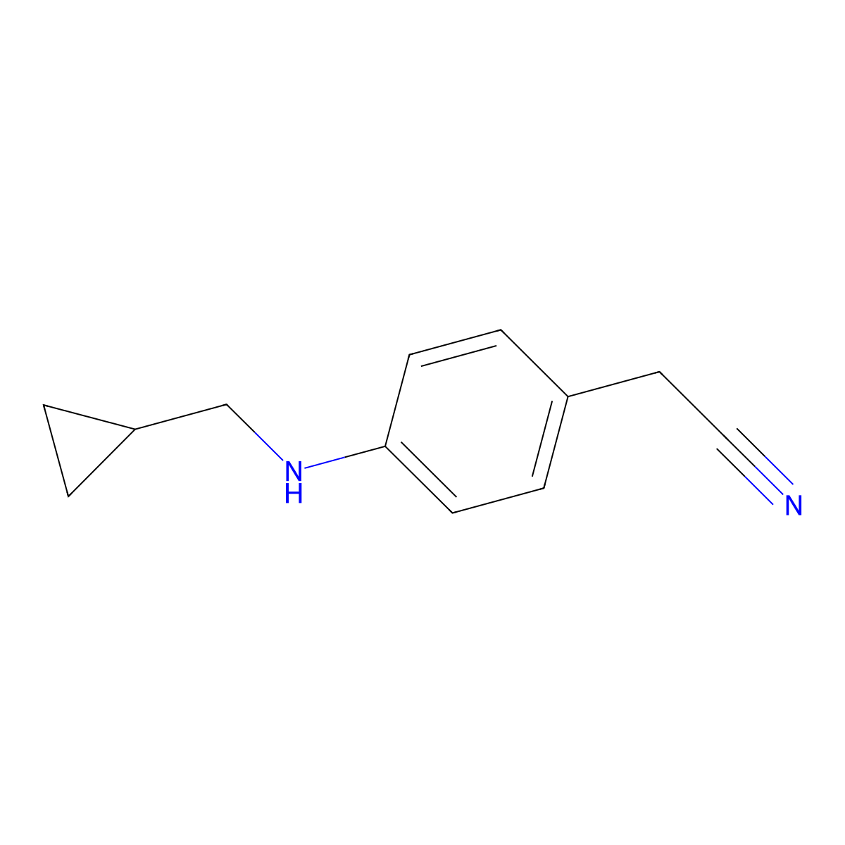 2-{4-[(Cyclopropylmethyl)amino]phenyl}acetonitrile molecular structure, CAS 1157679-79-2