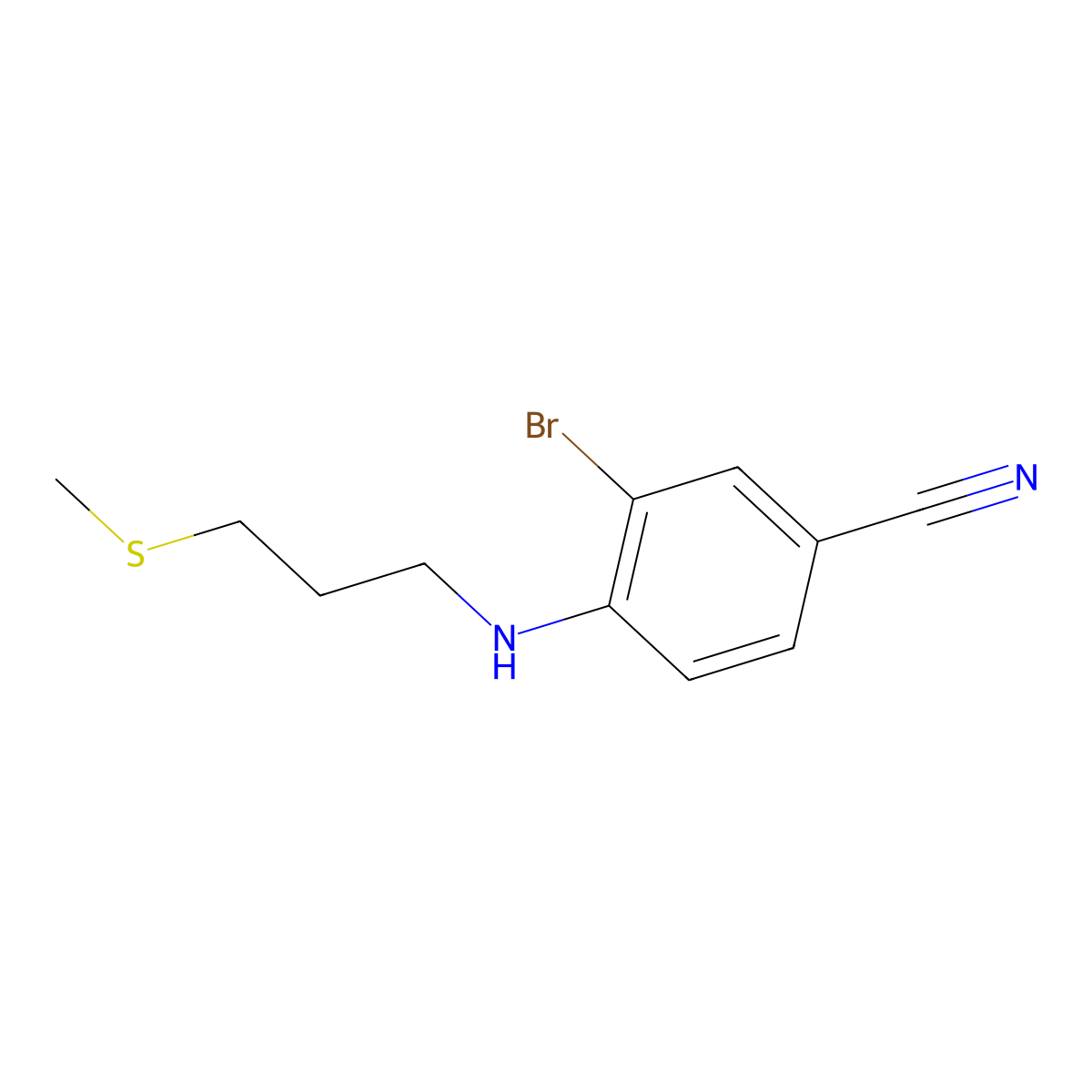 3-Bromo-4-{[3-(methylsulfanyl)propyl]amino}benzonitrile molecular structure, CAS 1157682-39-7