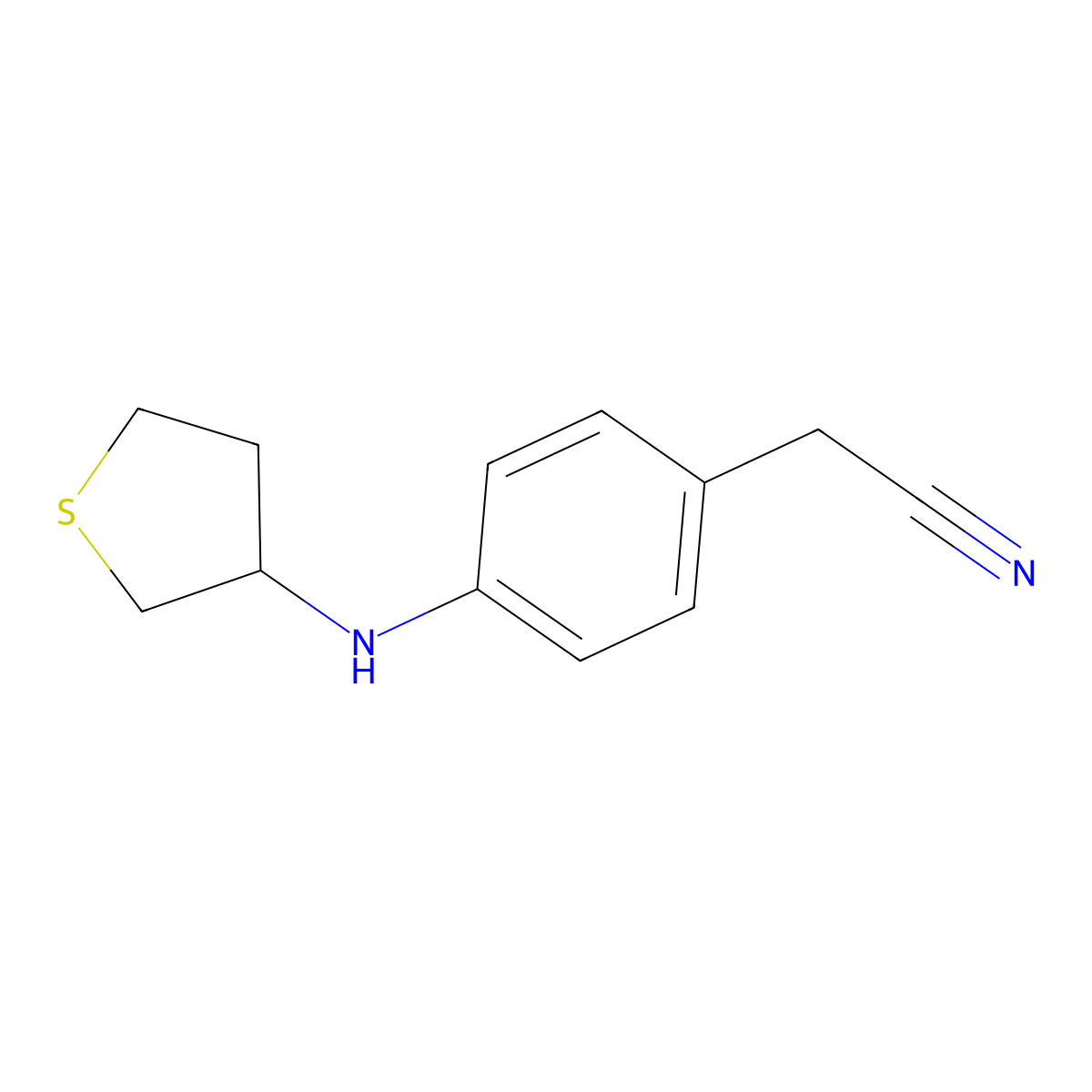 2-{4-[(Thiolan-3-yl)amino]phenyl}acetonitrile molecular structure, CAS 1157684-90-6