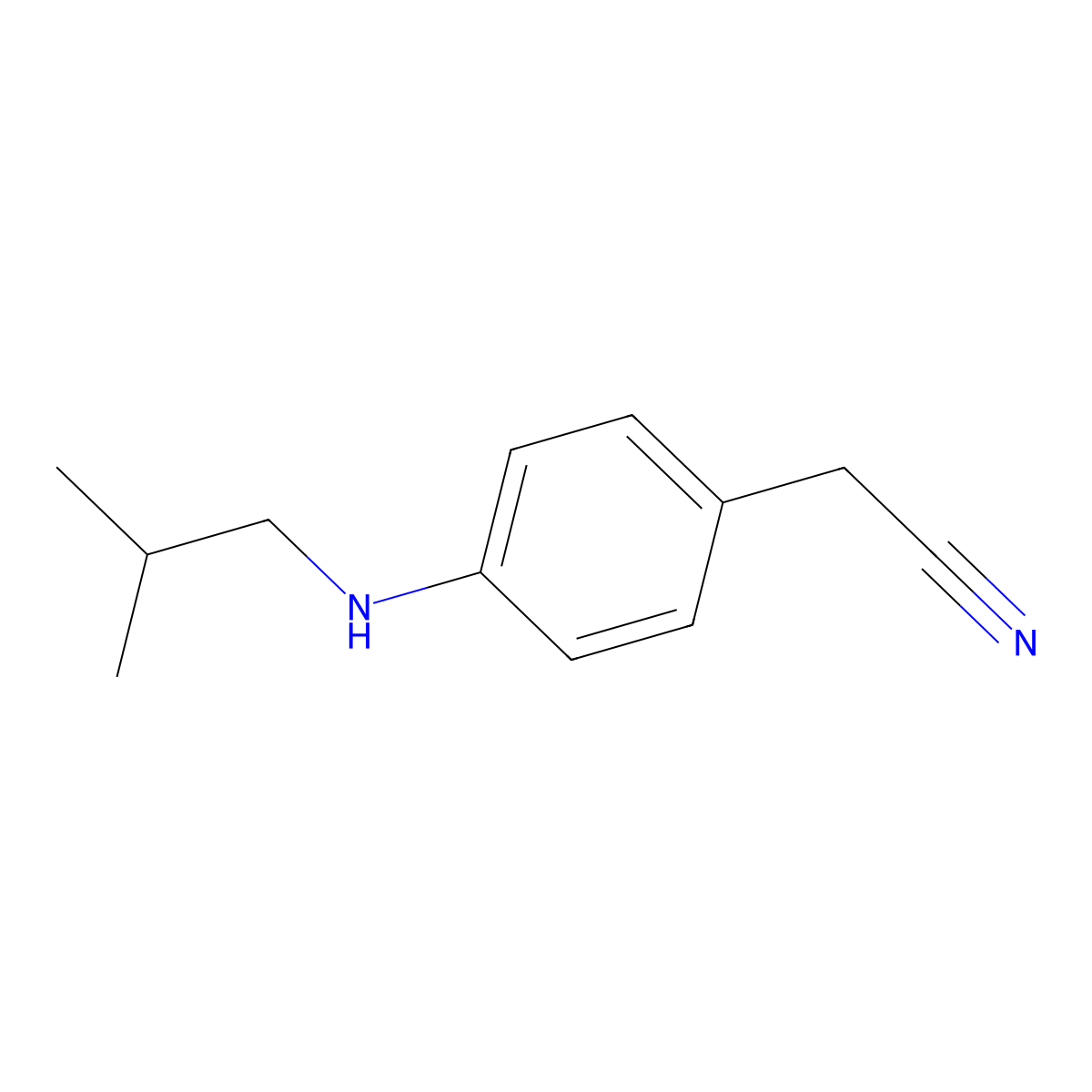 2-{4-[(2-Methylpropyl)amino]phenyl}acetonitrile molecular structure, CAS 1157685-09-0