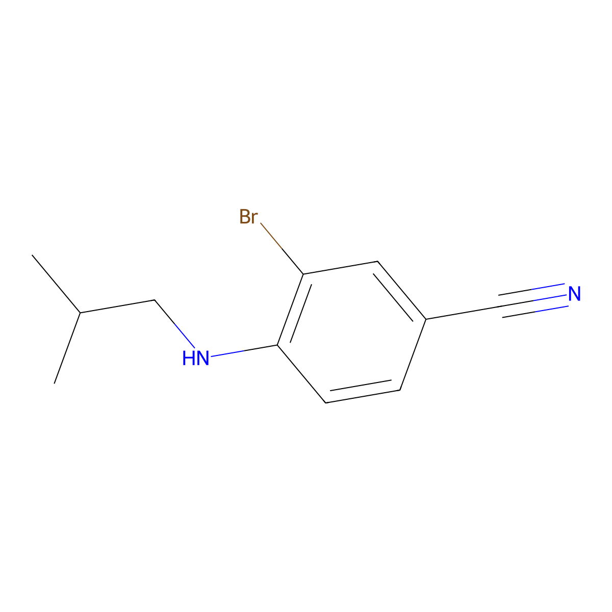 3-Bromo-4-[(2-methylpropyl)amino]benzonitrile molecular structure, CAS 1157686-24-2