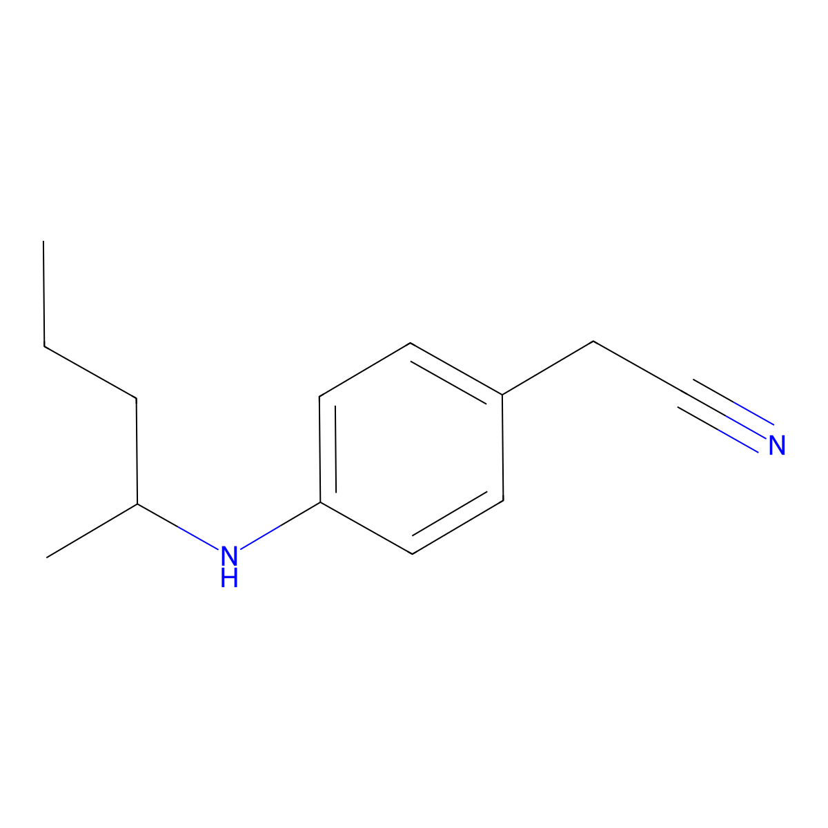 2-{4-[(Pentan-2-yl)amino]phenyl}acetonitrile molecular structure, CAS 1157686-36-6