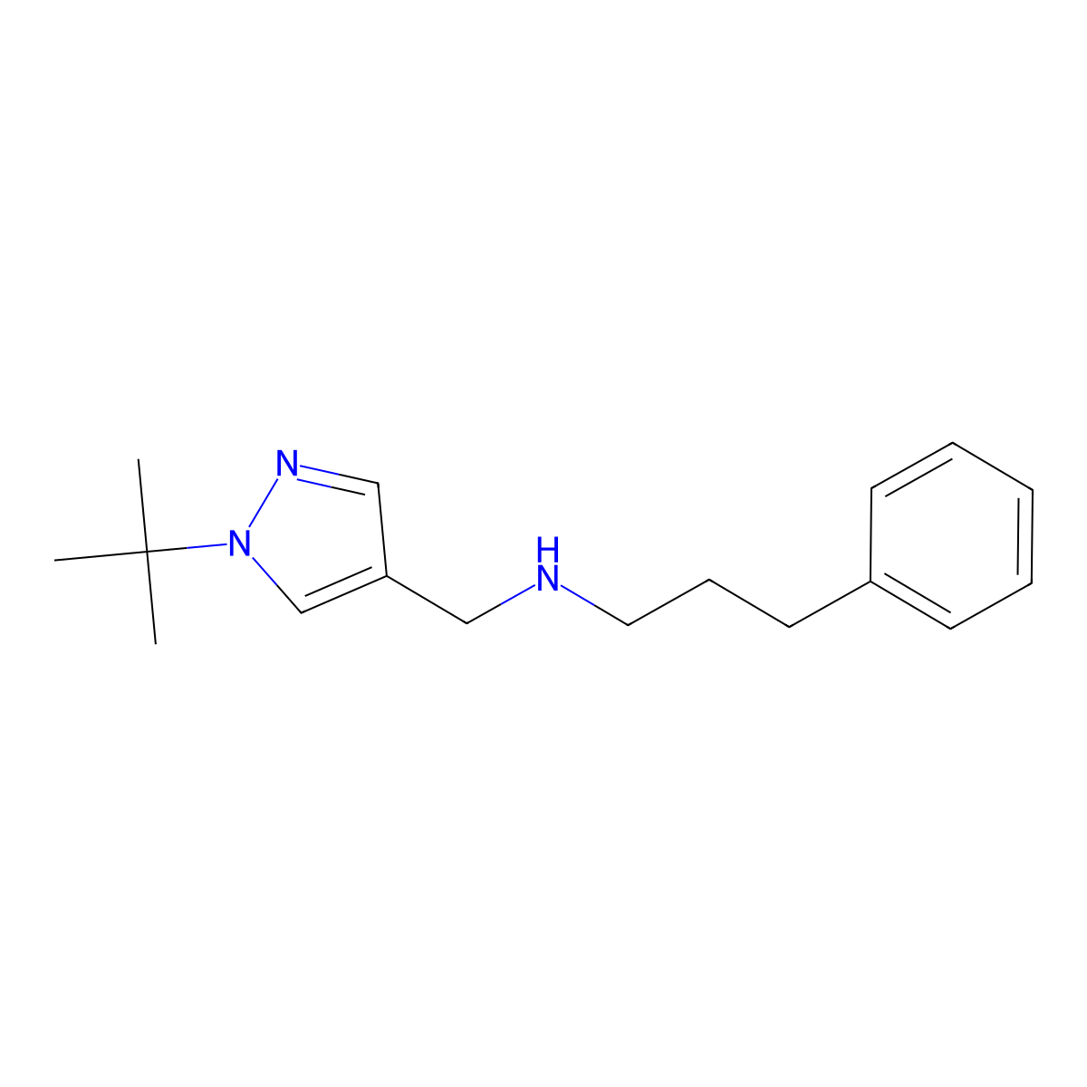 1-(1,1-Dimethylethyl)-N-(3-phenylpropyl)-1H-pyrazole-4-methanamine molecular structure, CAS 1157693-85-0
