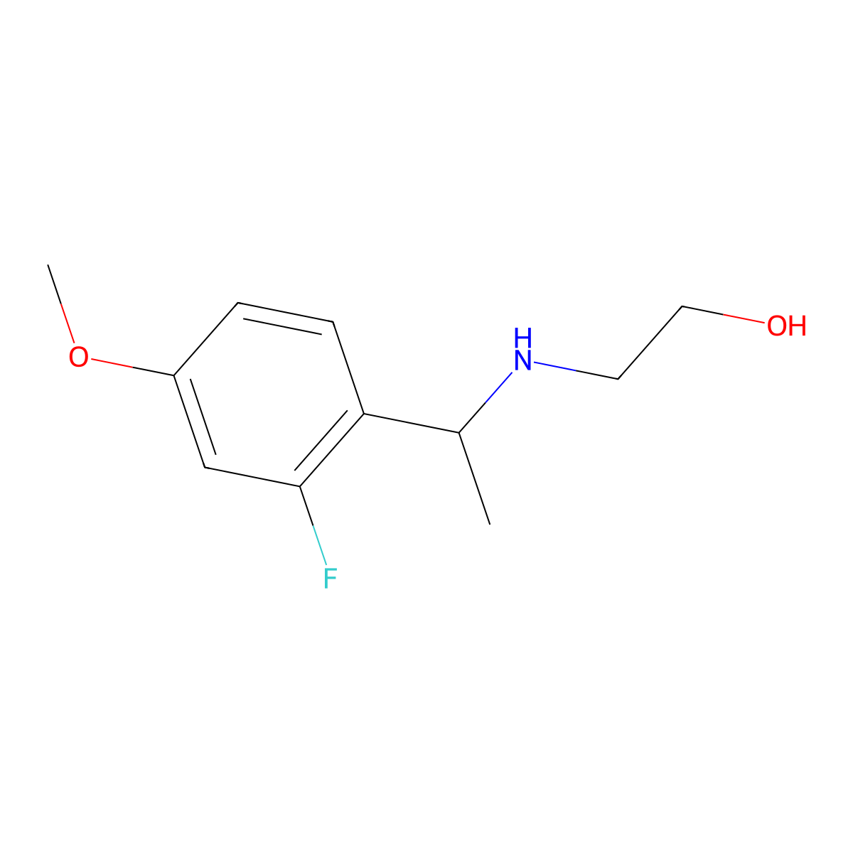 2-{[1-(2-Fluoro-4-methoxyphenyl)ethyl]amino}ethan-1-ol molecular structure, CAS 1157713-52-4