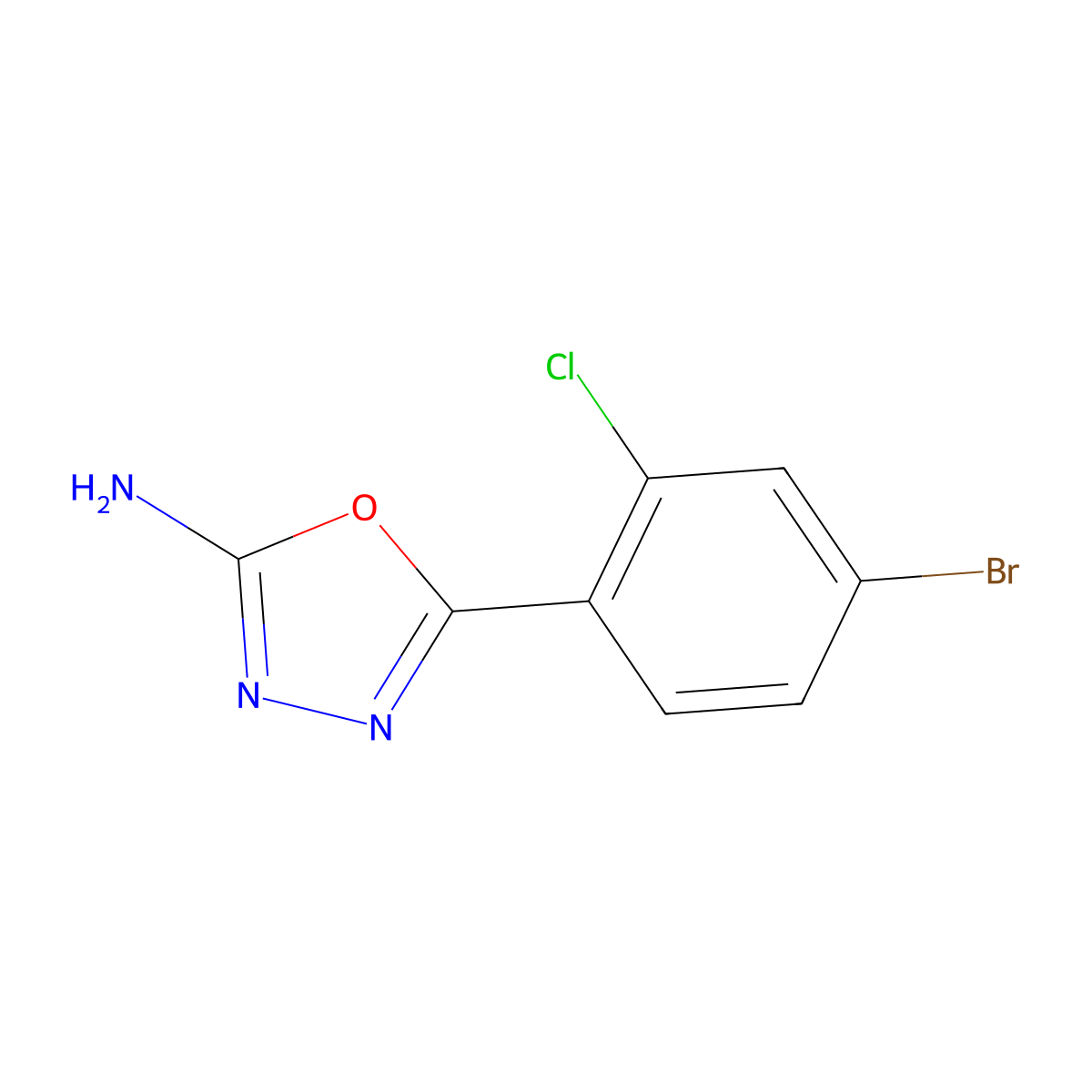 5-(4-Bromo-2-chlorophenyl)-1,3,4-oxadiazol-2-amine molecular structure, CAS 1157719-91-9