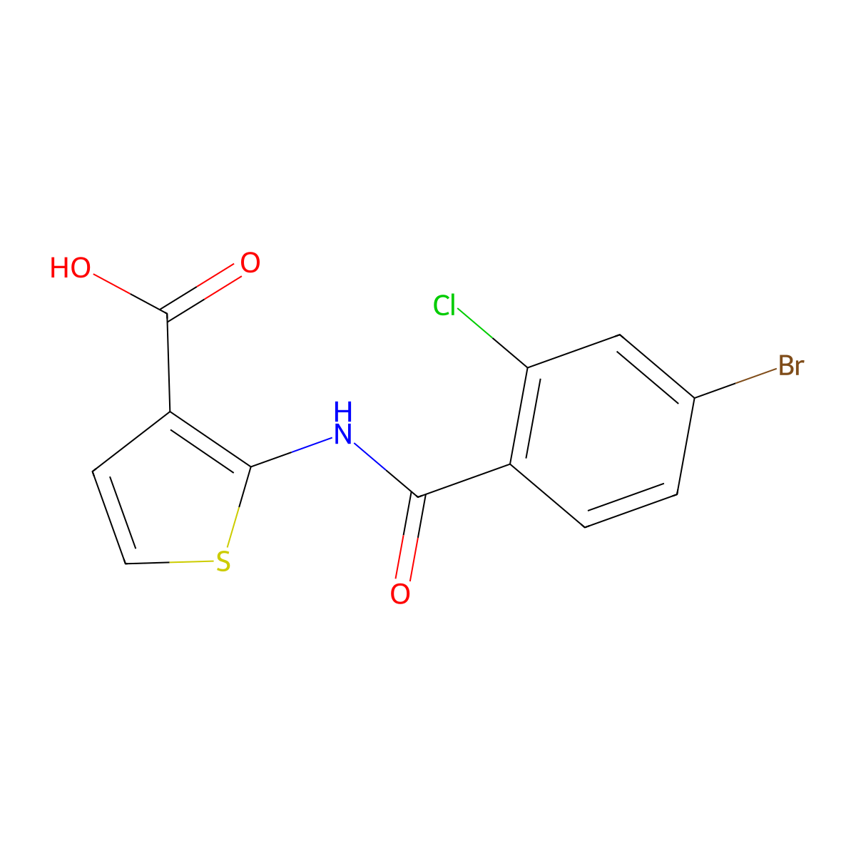 2-(4-Bromo-2-chlorobenzamido)thiophene-3-carboxylic acid molecular structure, CAS 1157722-94-5