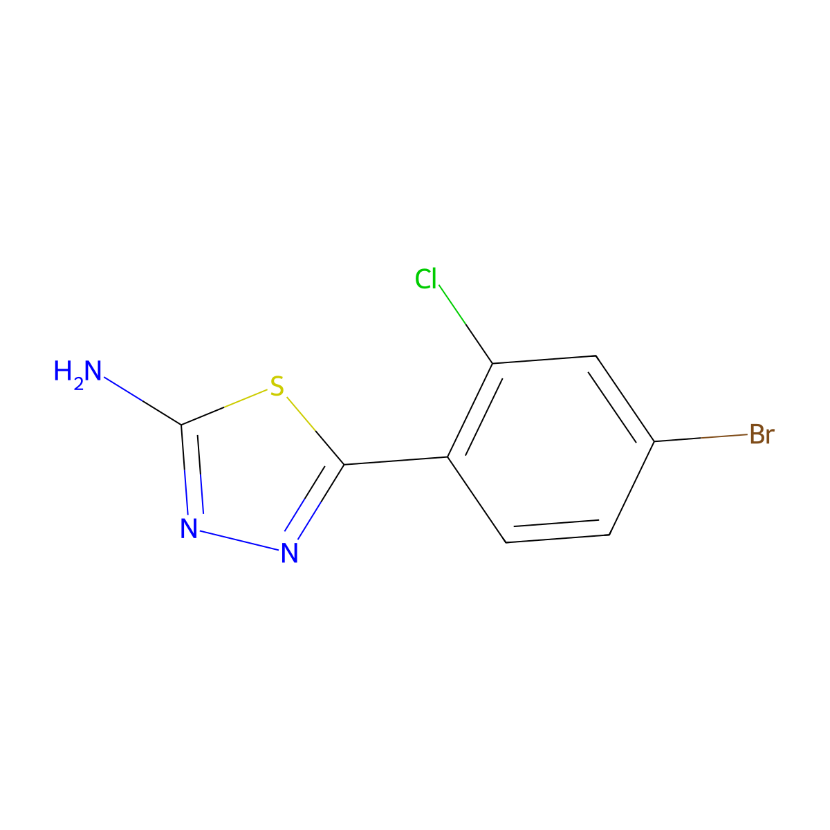 5-(4-Bromo-2-chlorophenyl)-1,3,4-thiadiazol-2-amine molecular structure, CAS 1157723-14-2