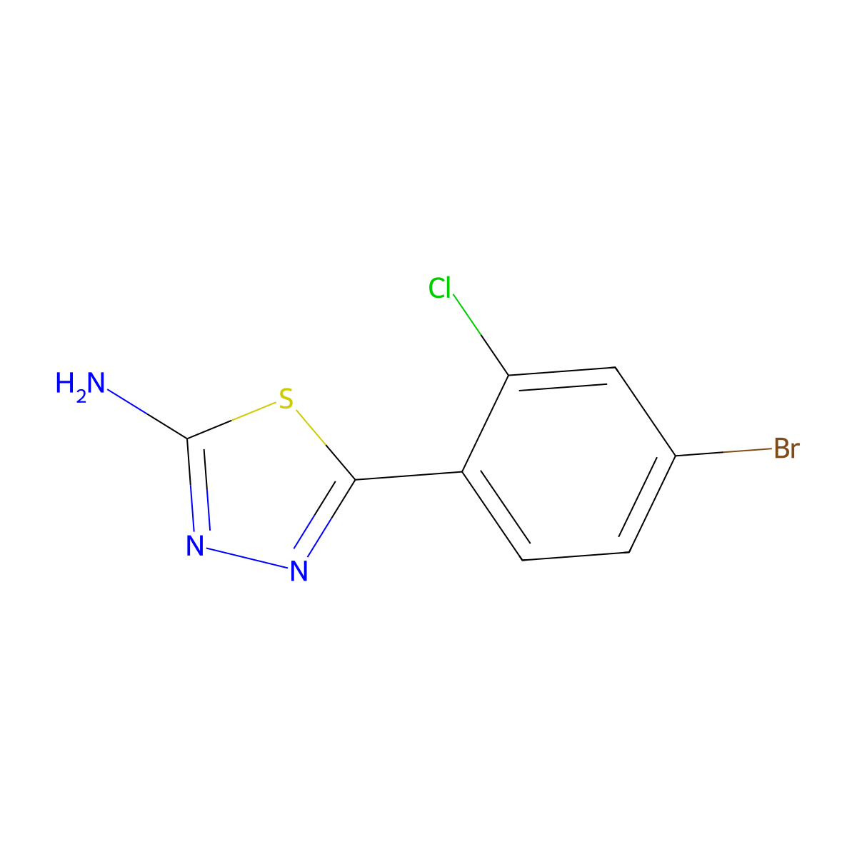 5-(4-Bromo-2-chlorophenyl)-1,3,4-thiadiazol-2-amine molecular structure, CAS 1157723-14-2