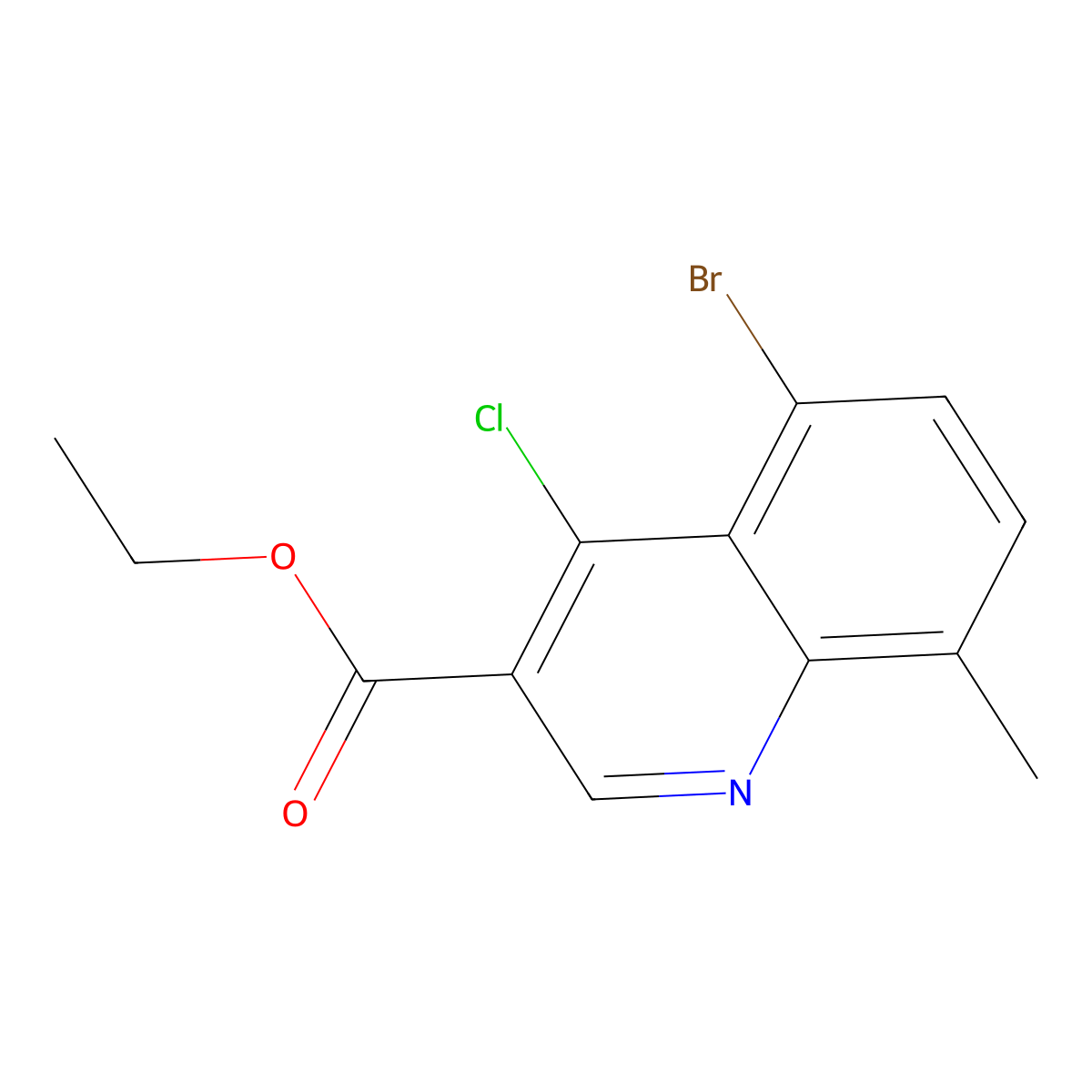 3-Quinolinecarboxylic acid, 5-bromo-4-chloro-8-methyl-, ethyl ester molecular structure, CAS 1157726-85-6