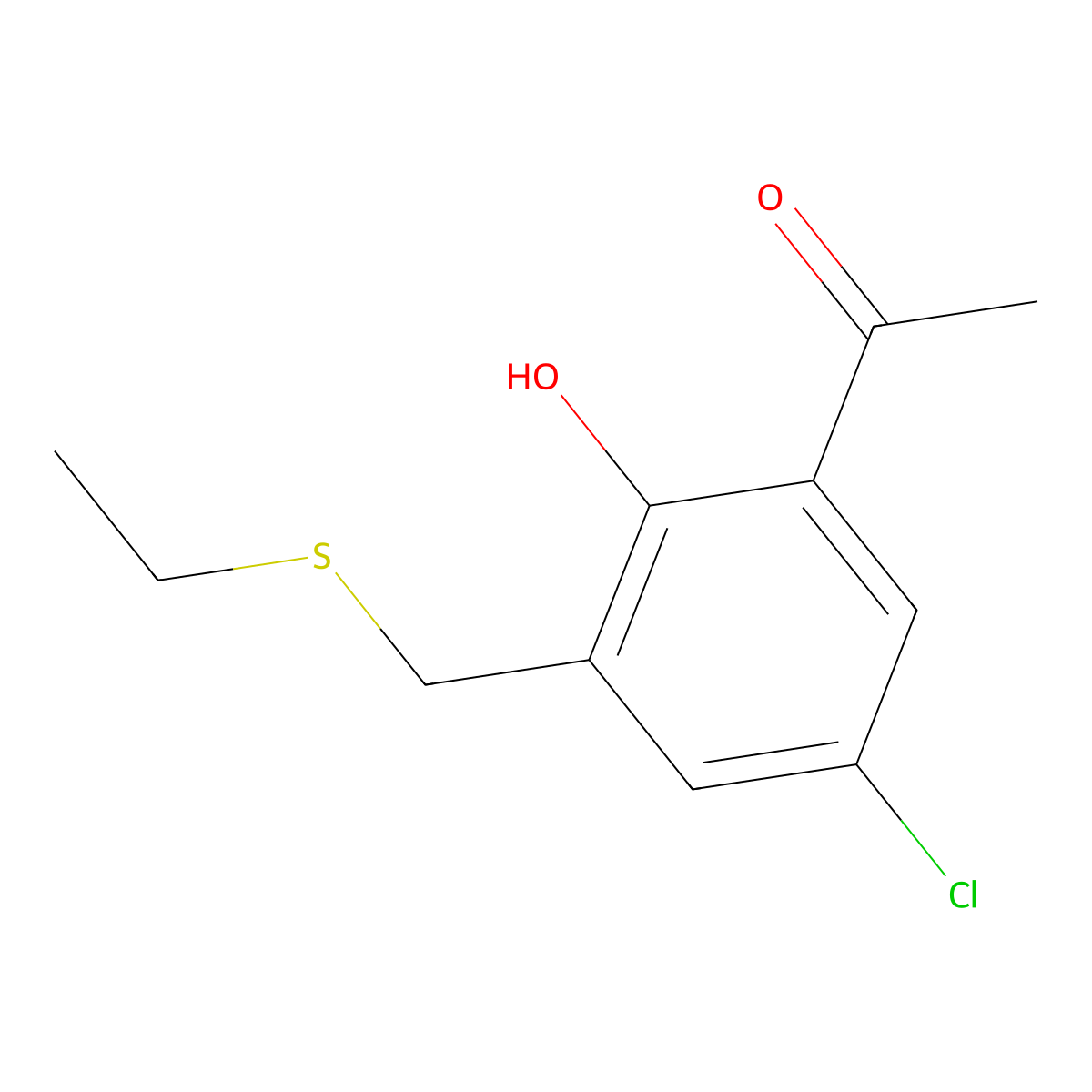 1-{5-Chloro-3-[(ethylsulfanyl)methyl]-2-hydroxyphenyl}ethan-1-one molecular structure, CAS 1157730-99-8