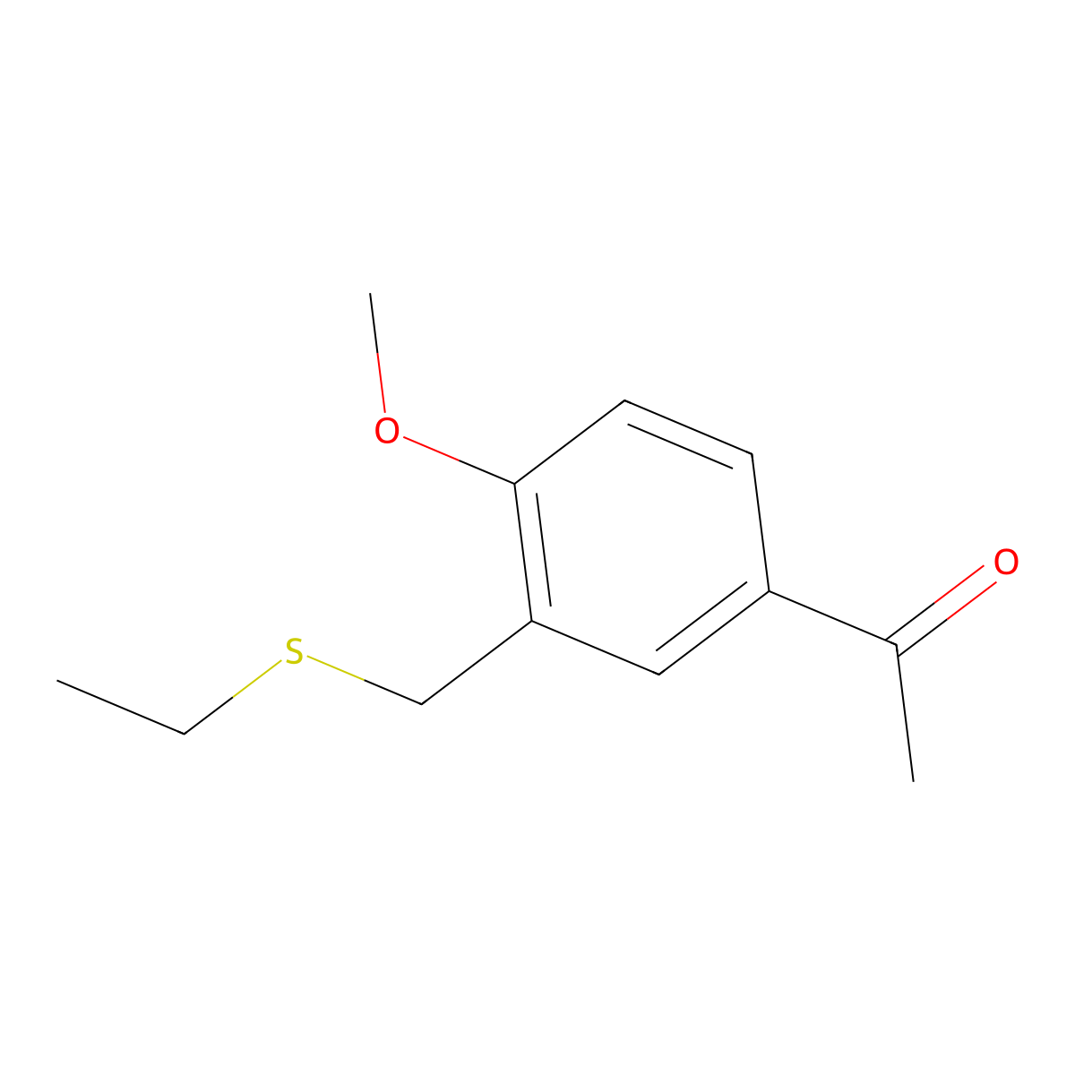 1-(3-((Ethylthio)methyl)-4-methoxyphenyl)ethan-1-one molecular structure, CAS 1157743-52-6