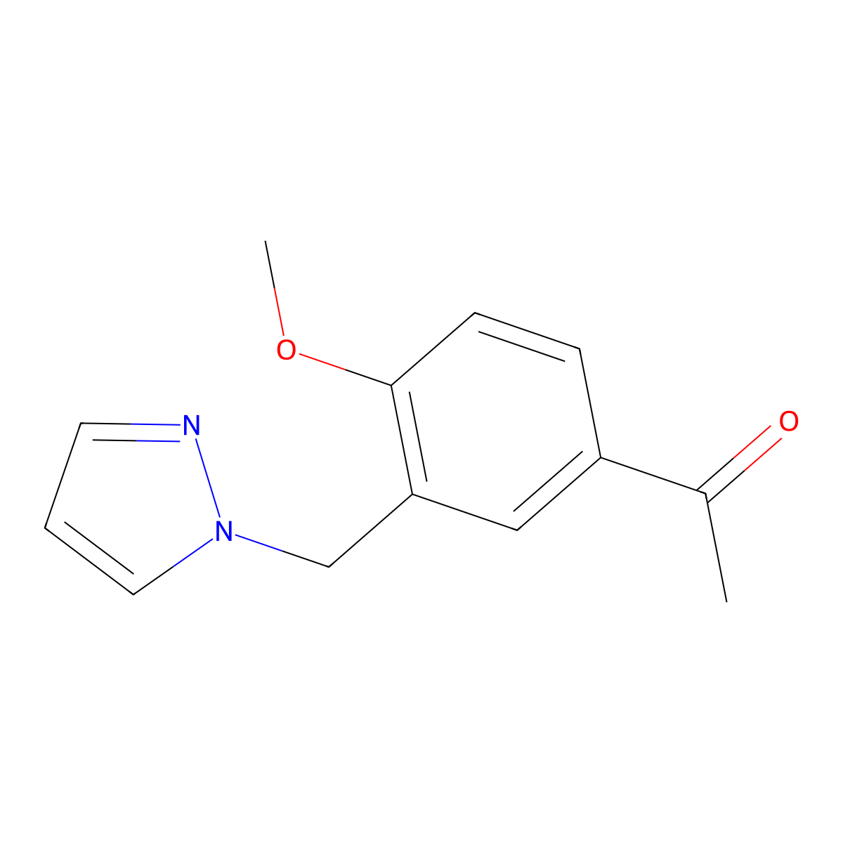1-[4-methoxy-3-(1H-pyrazol-1-ylmethyl)phenyl]ethan-1-one molecular structure, CAS 1157748-17-8