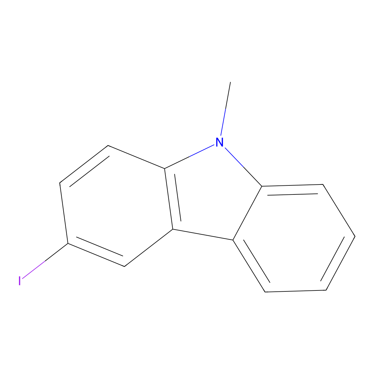 9H-Carbazole, 3-iodo-9-methyl- molecular structure, CAS 115777-53-2