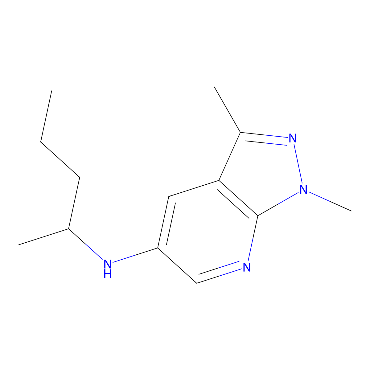 1,3-dimethyl-N-(pentan-2-yl)-1H-pyrazolo[3,4-b]pyridin-5-amine molecular structure, CAS 1157780-30-7