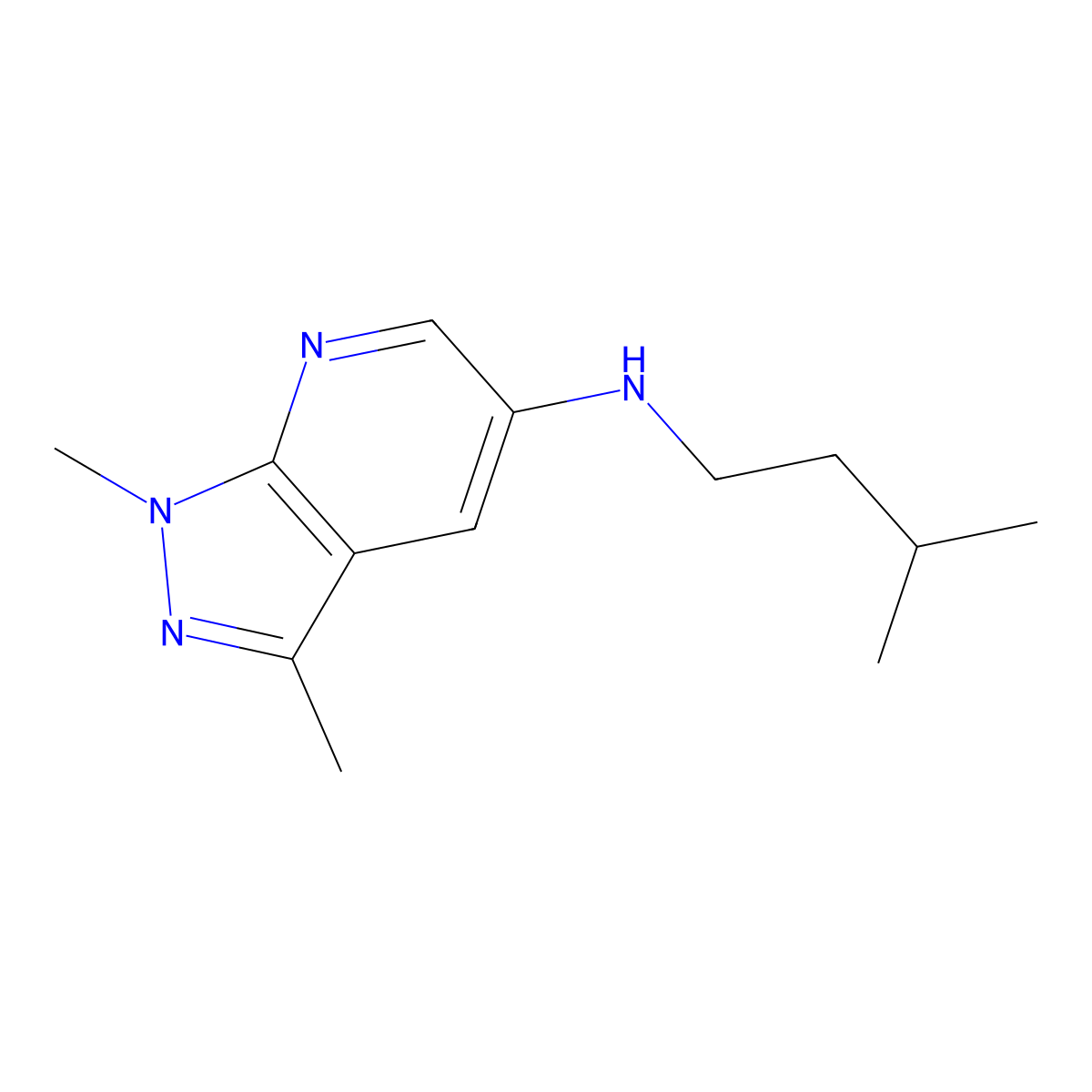 1,3-dimethyl-N-(3-methylbutyl)-1H-pyrazolo[3,4-b]pyridin-5-amine molecular structure, CAS 1157791-03-1
