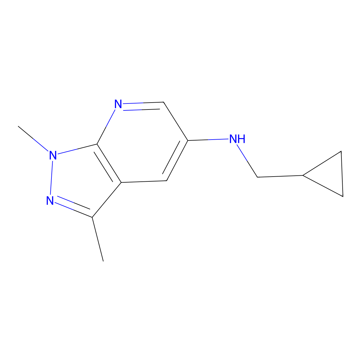 N-(cyclopropylmethyl)-1,3-dimethyl-1H-pyrazolo[3,4-b]pyridin-5-amine molecular structure, CAS 1157795-89-5