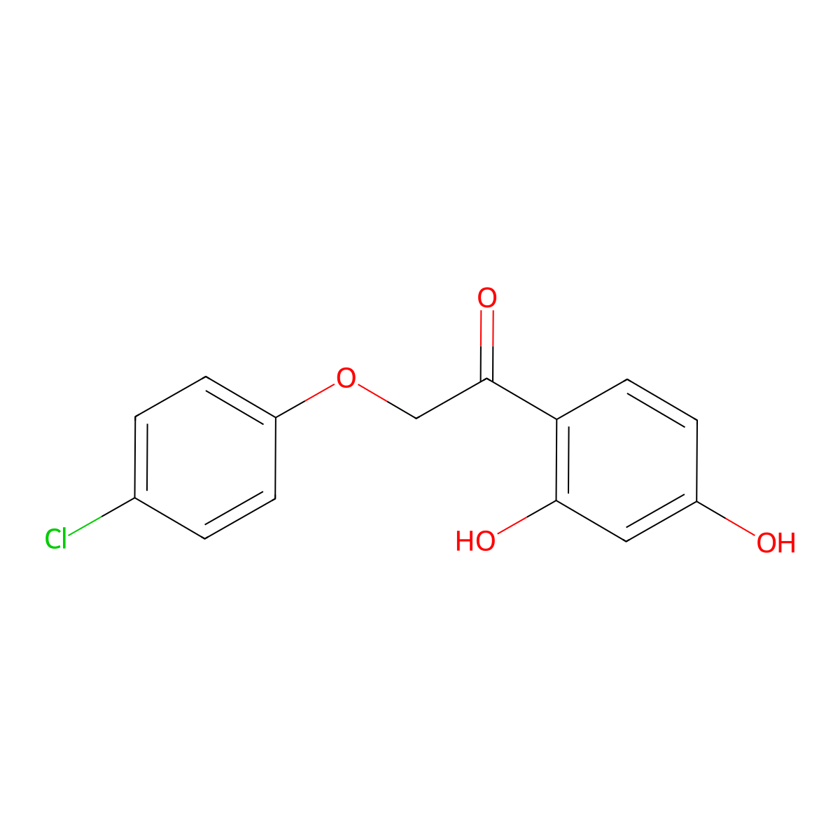 Ethanone, 2-(4-chlorophenoxy)-1-(2,4-dihydroxyphenyl)- molecular structure, CAS 115781-11-8