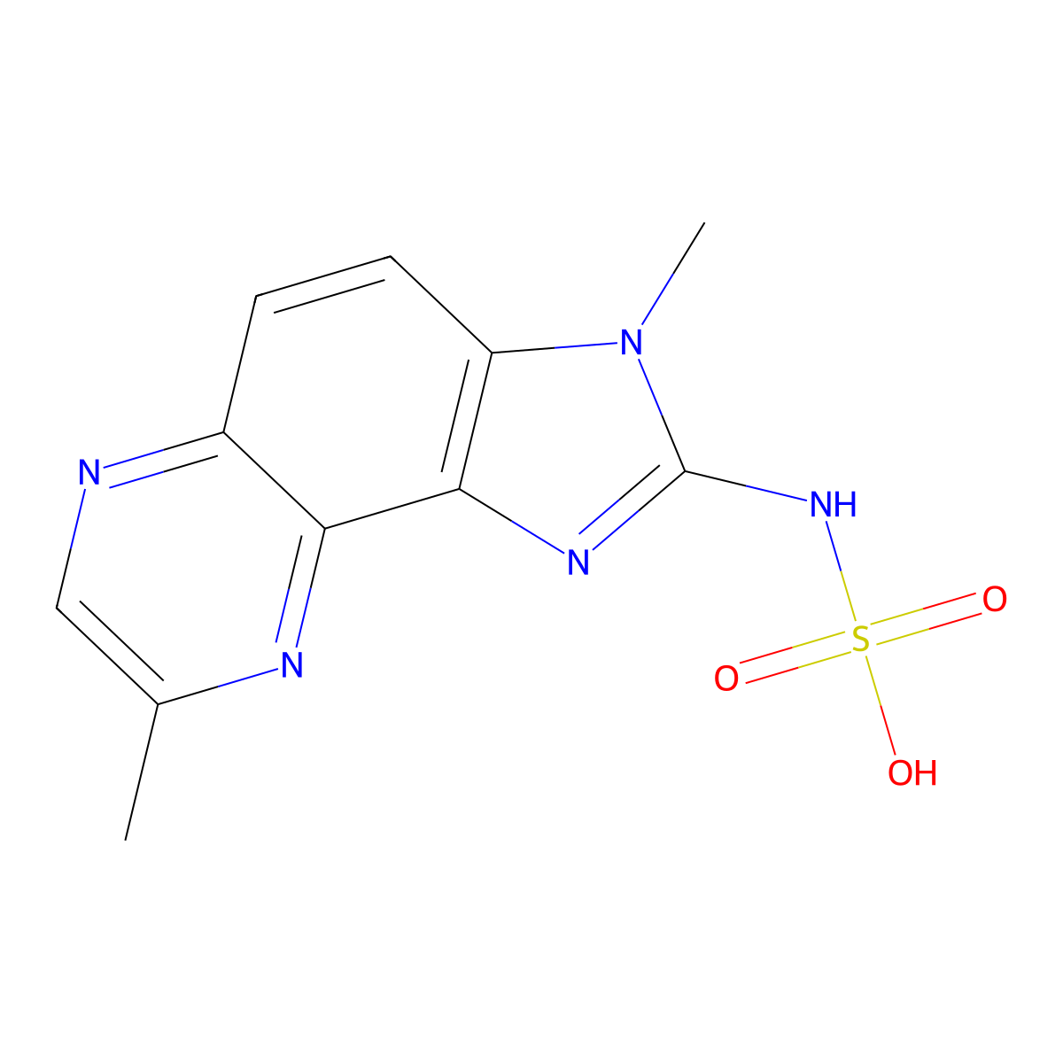 N-(3,8-Dimethylimidazo(4,5-f)quinoxalin-2-yl)sulfamic acid molecular structure, CAS 115781-40-3