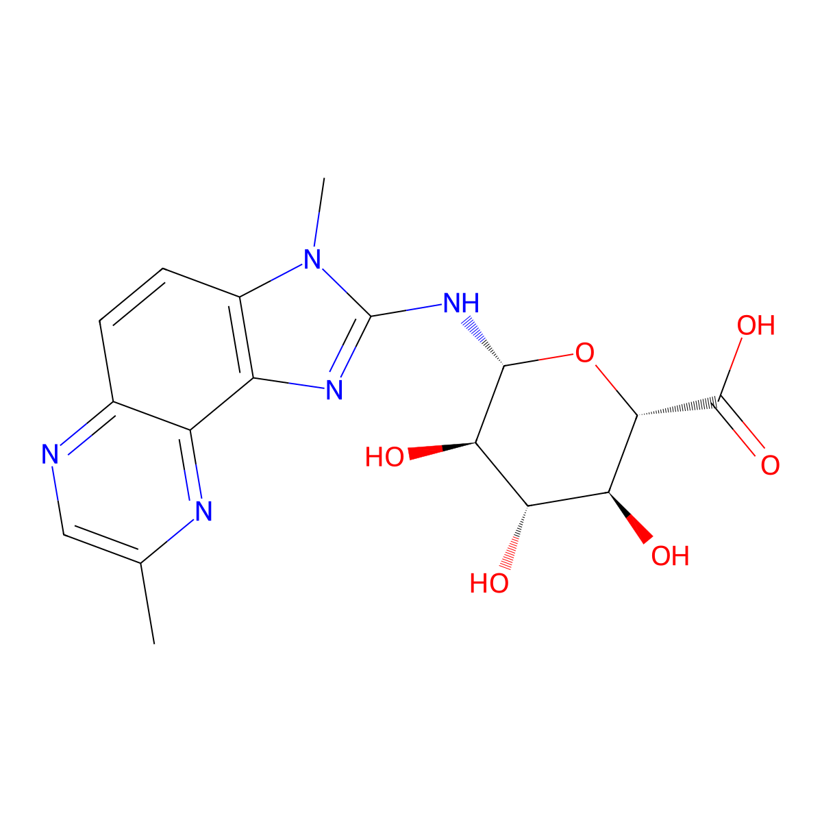 N2-(beta-1-Glucosiduronyl)-2-amino-3,8-dimethylimidazo(4,5-f)quinoxaline molecular structure, CAS 115781-42-5