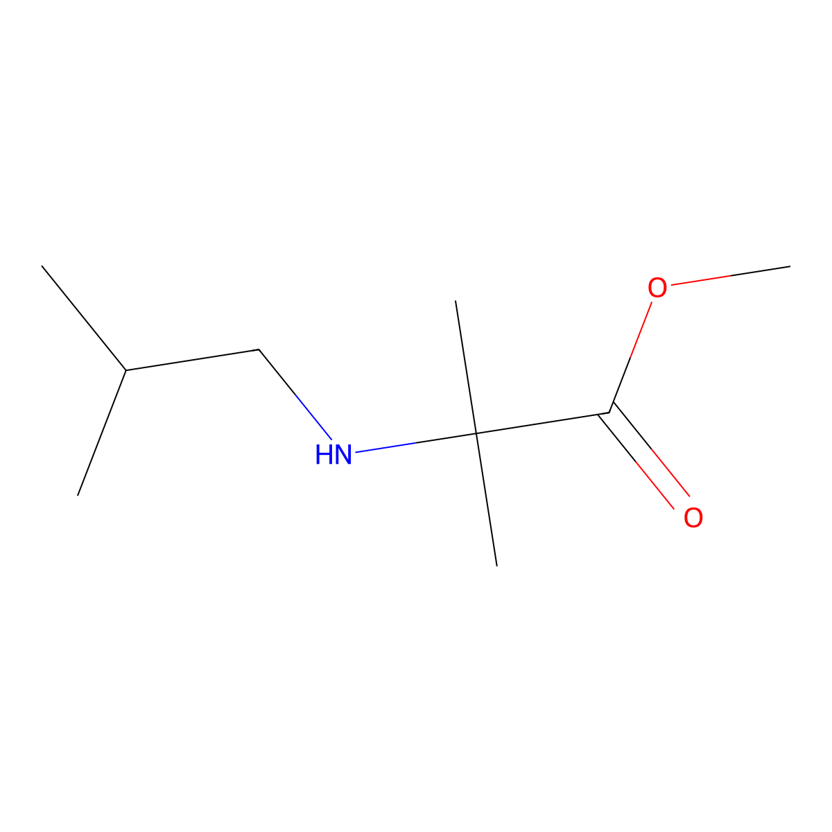 Methyl 2-methyl-2-[(2-methylpropyl)amino]propanoate molecular structure, CAS 1157810-14-4