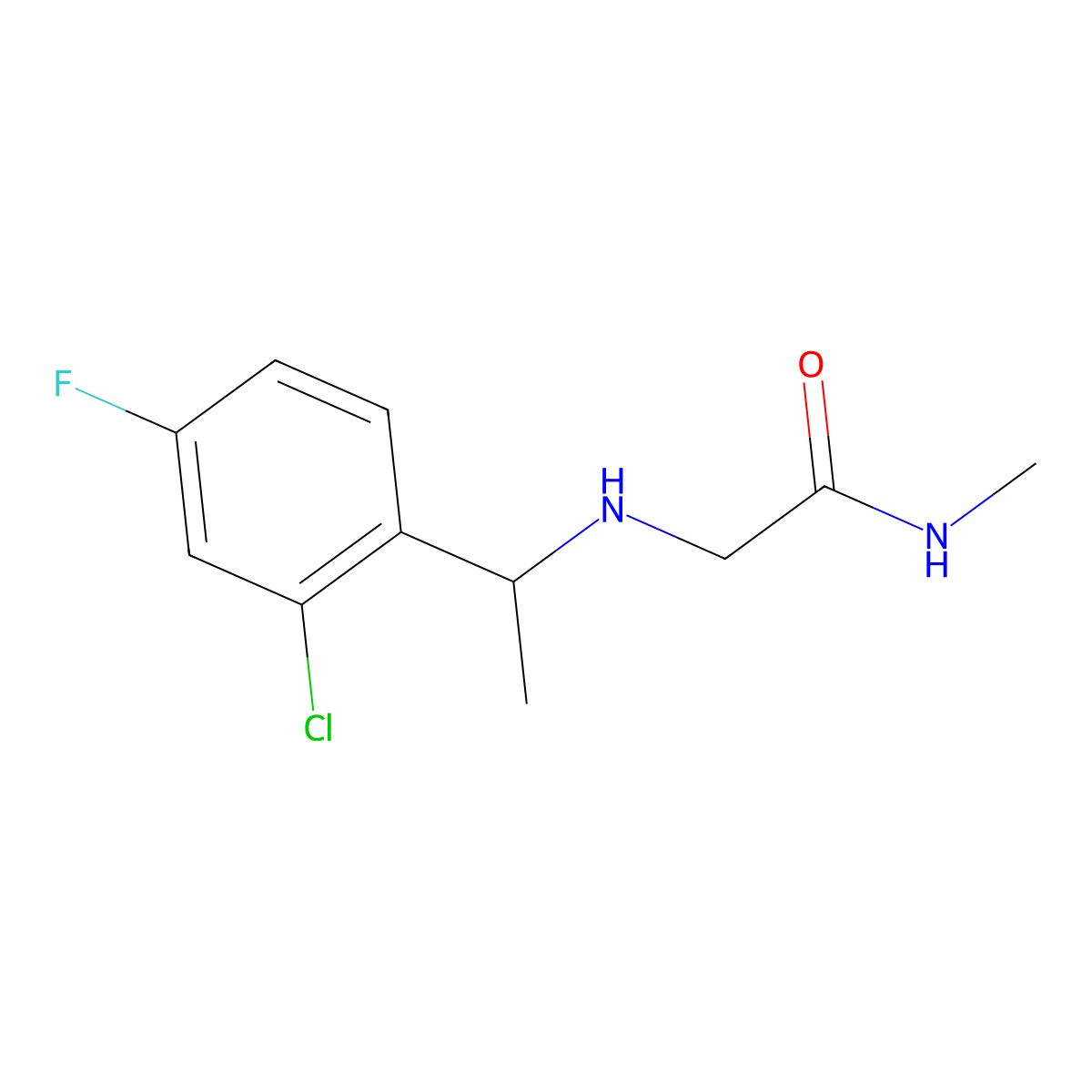 2-{[1-(2-chloro-4-fluorophenyl)ethyl]amino}-N-methylacetamide molecular structure, CAS 1157820-93-3