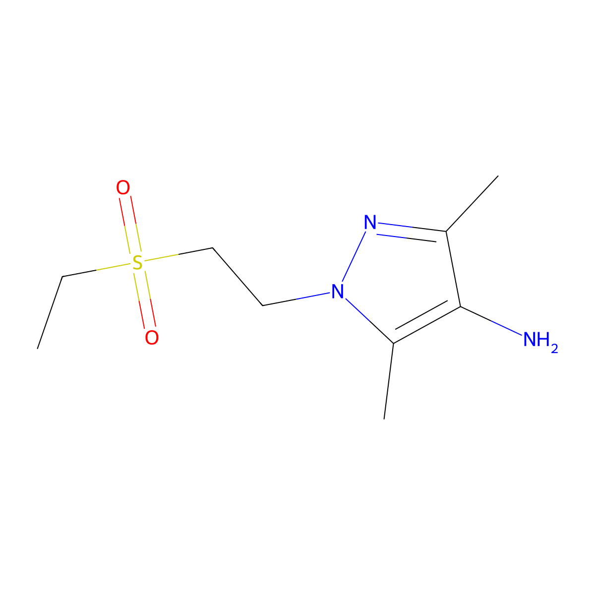 1-[2-(ethanesulfonyl)ethyl]-3,5-dimethyl-1H-pyrazol-4-amine molecular structure, CAS 1157828-83-5