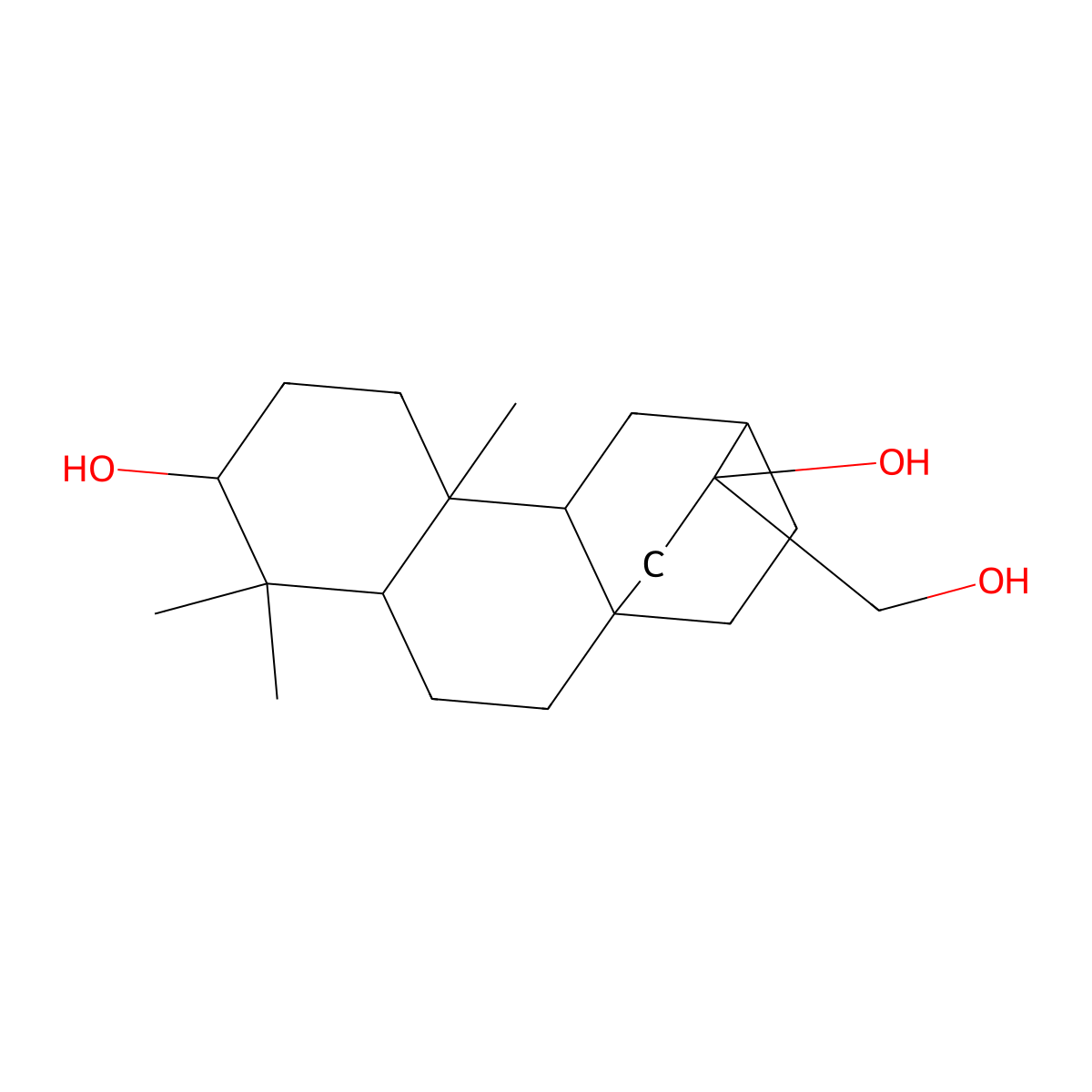 13-(Hydroxymethyl)-5,5,9-trimethyltetracyclo[10.2.2.01,10.04,9]hexadecane-6,13-diol molecular structure, CAS 115783-44-3