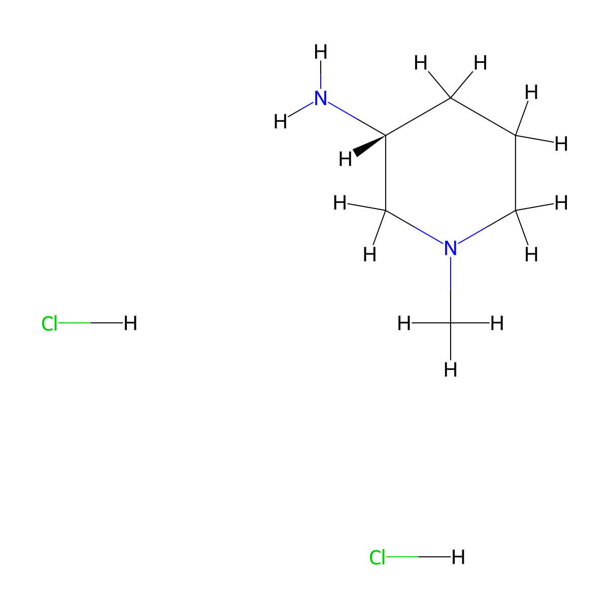 (3R)-1-Methylpiperidin-3-amine dihydrochloride molecular structure, CAS 1157849-50-7