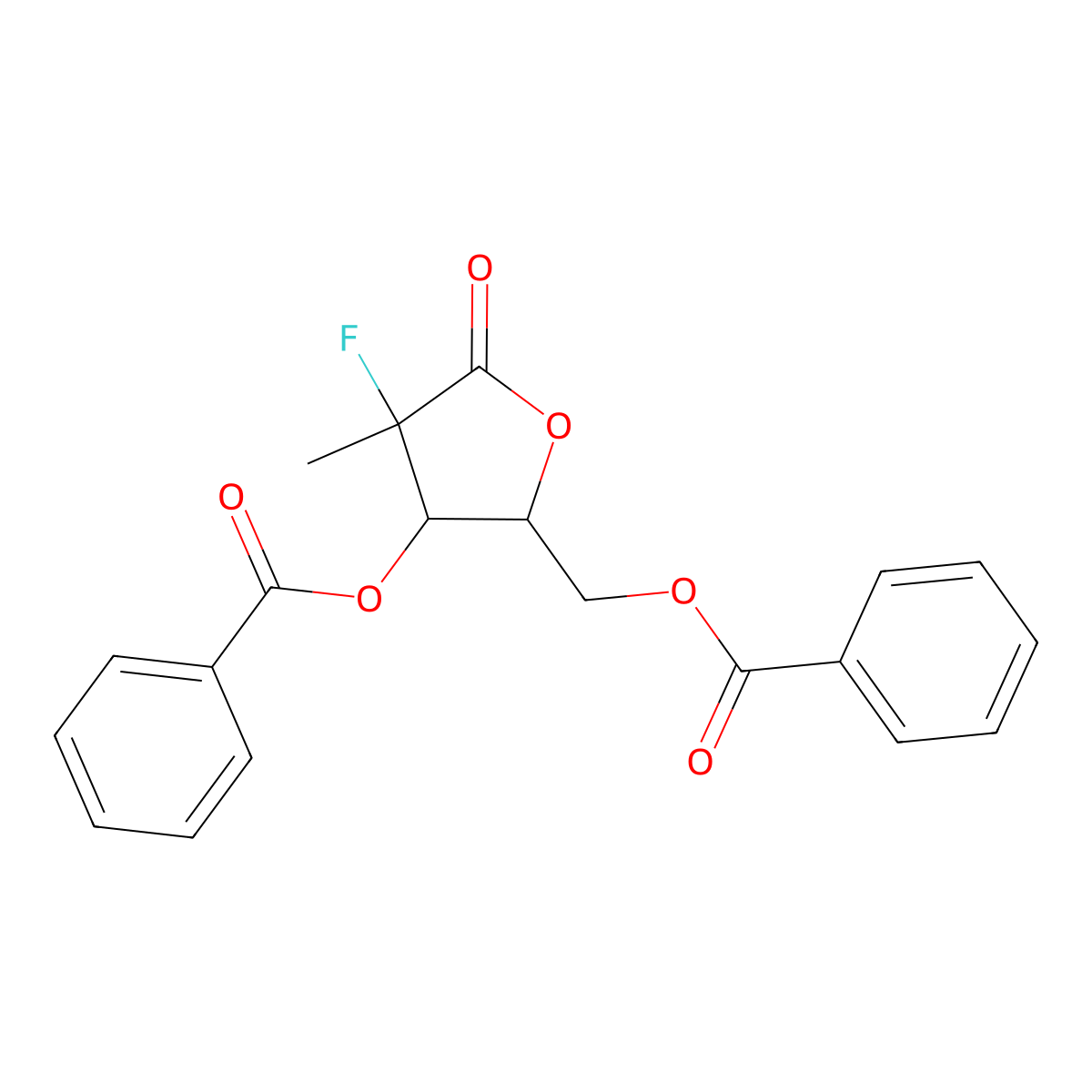 ((2R,3R,4R)-3-(benzoyloxy)-4-fluoro-4-methyl-5-oxotetrahydrofuran-2-yl)methylbenzoate molecular structure, CAS 1157884-58-6