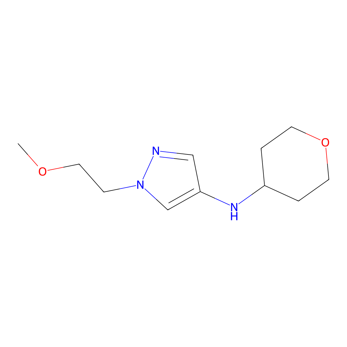 1-(2-Methoxyethyl)-N-(tetrahydro-2H-pyran-4-yl)-1H-pyrazol-4-amine molecular structure, CAS 1157889-68-3