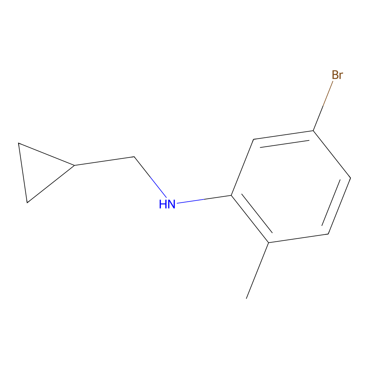 5-bromo-N-(cyclopropylmethyl)-2-methylaniline molecular structure, CAS 1157928-73-8