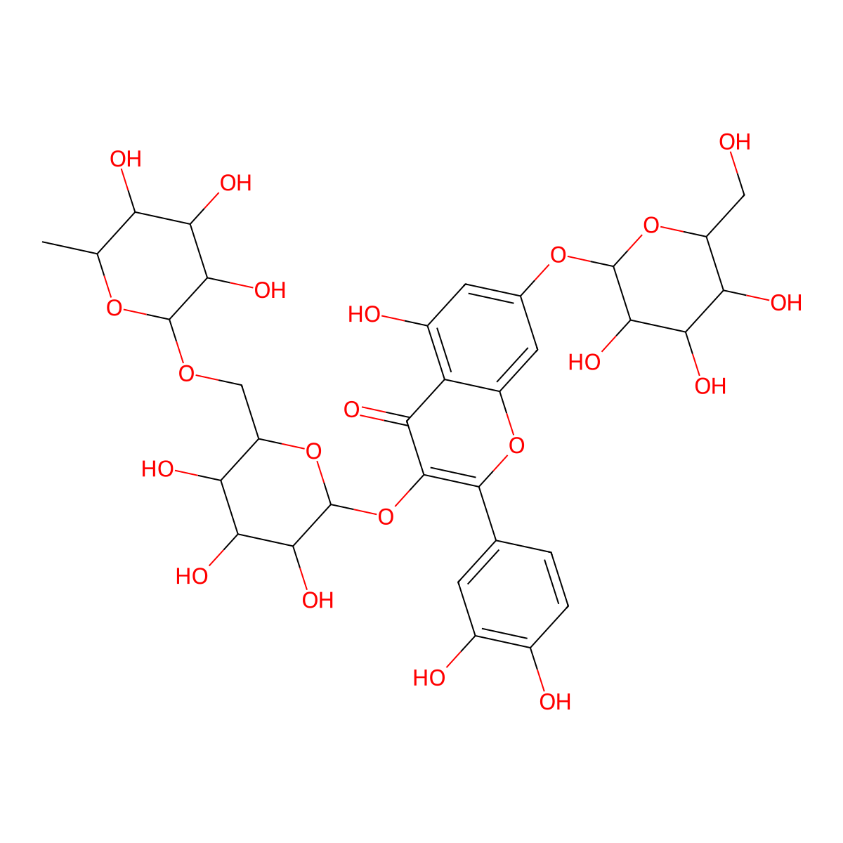 Quercetin 3-O-robinoside-7-O-glucoside molecular structure, CAS 115794-37-1