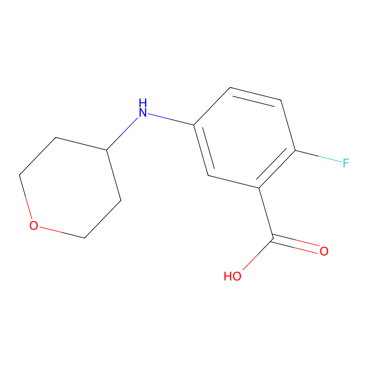 2-Fluoro-5-((tetrahydro-2H-pyran-4-yl)amino)benzoic acid molecular structure, CAS 1157963-64-8